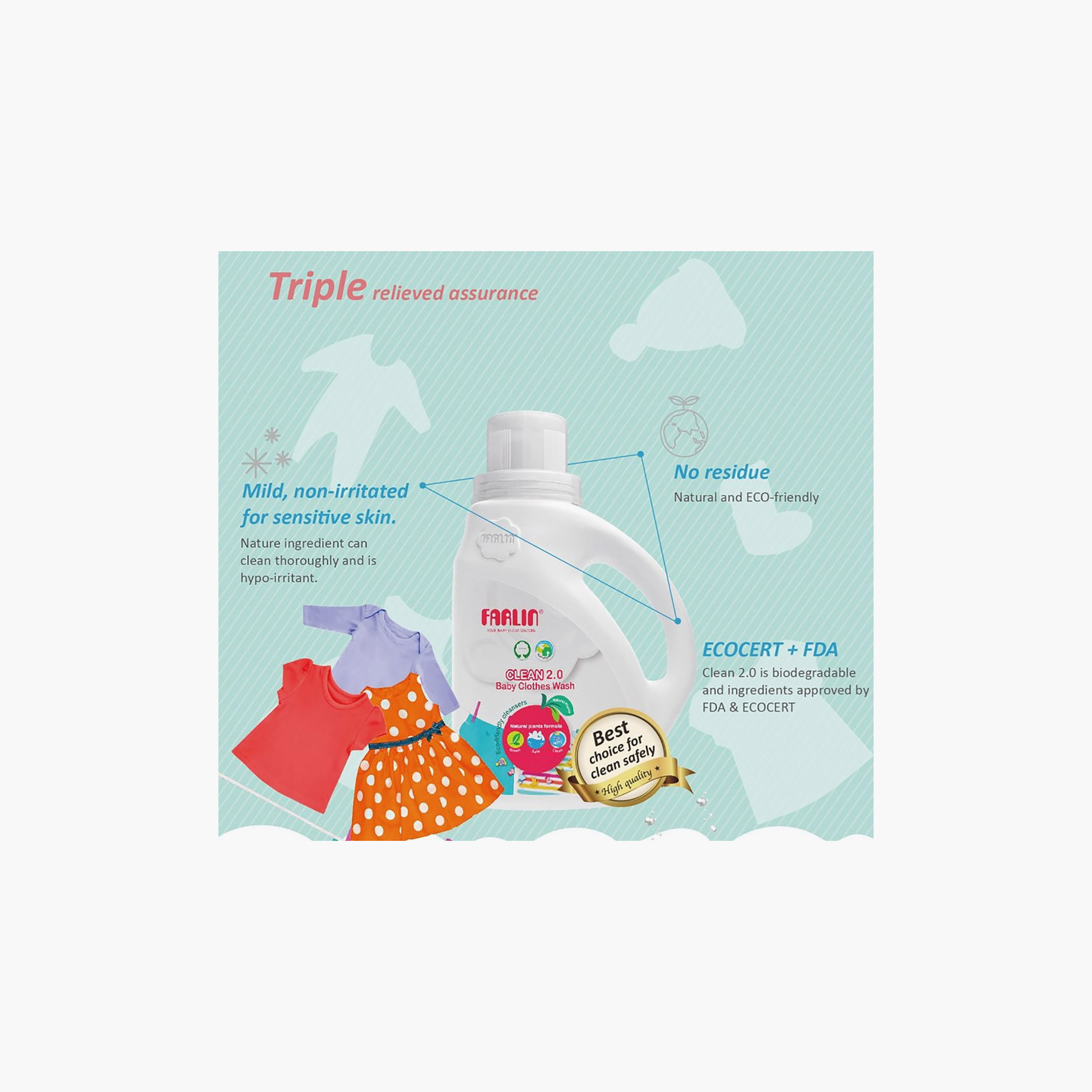 Farlin Clean 2.0 Eco-Friendly Baby Clothes Wash - 500 ml-baby-feeding-cleaningliquids-image-2