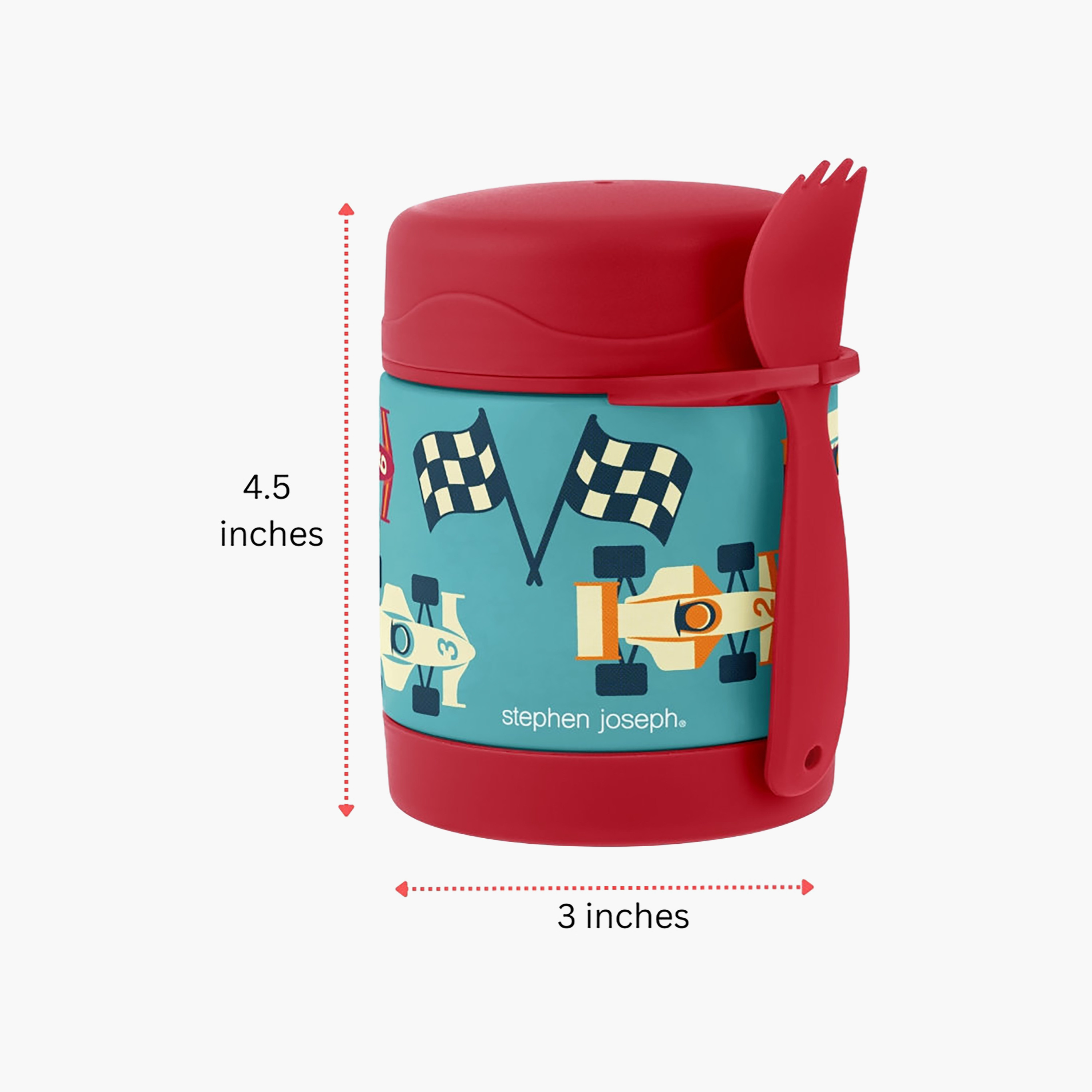حافظة طعام عازلة للحرارة (برطمان طعام) بنقشة سيارة سباق للأولاد مع ملعقة من ستيفن جوزيف-school-lunchessentials-lunchboxes-image-2