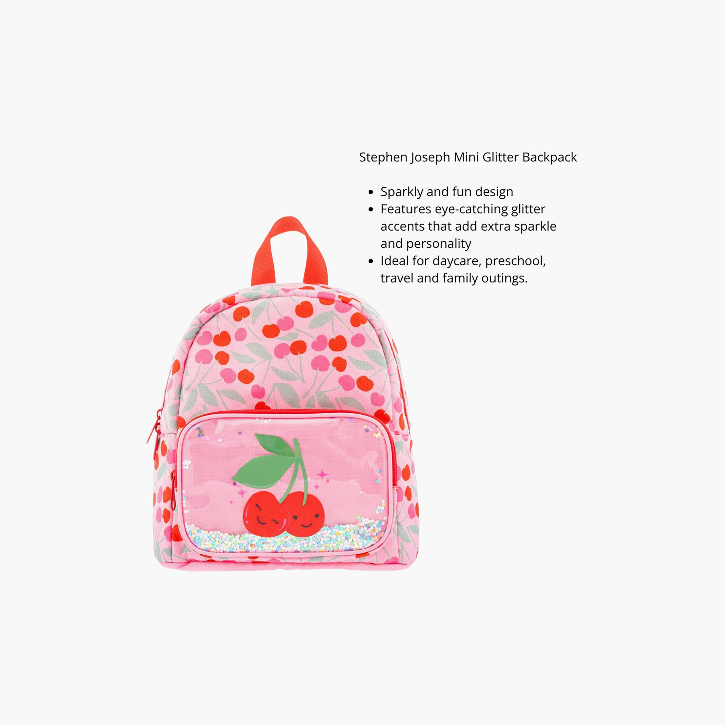 حقيبة ظهر صغيرة جليتر بنقشة كرز للبنات من 3 إلى 5 سنوات - 10 بوصة من ستيفن جوزيف-school-bagsandbackpacks-backpacks-image-4