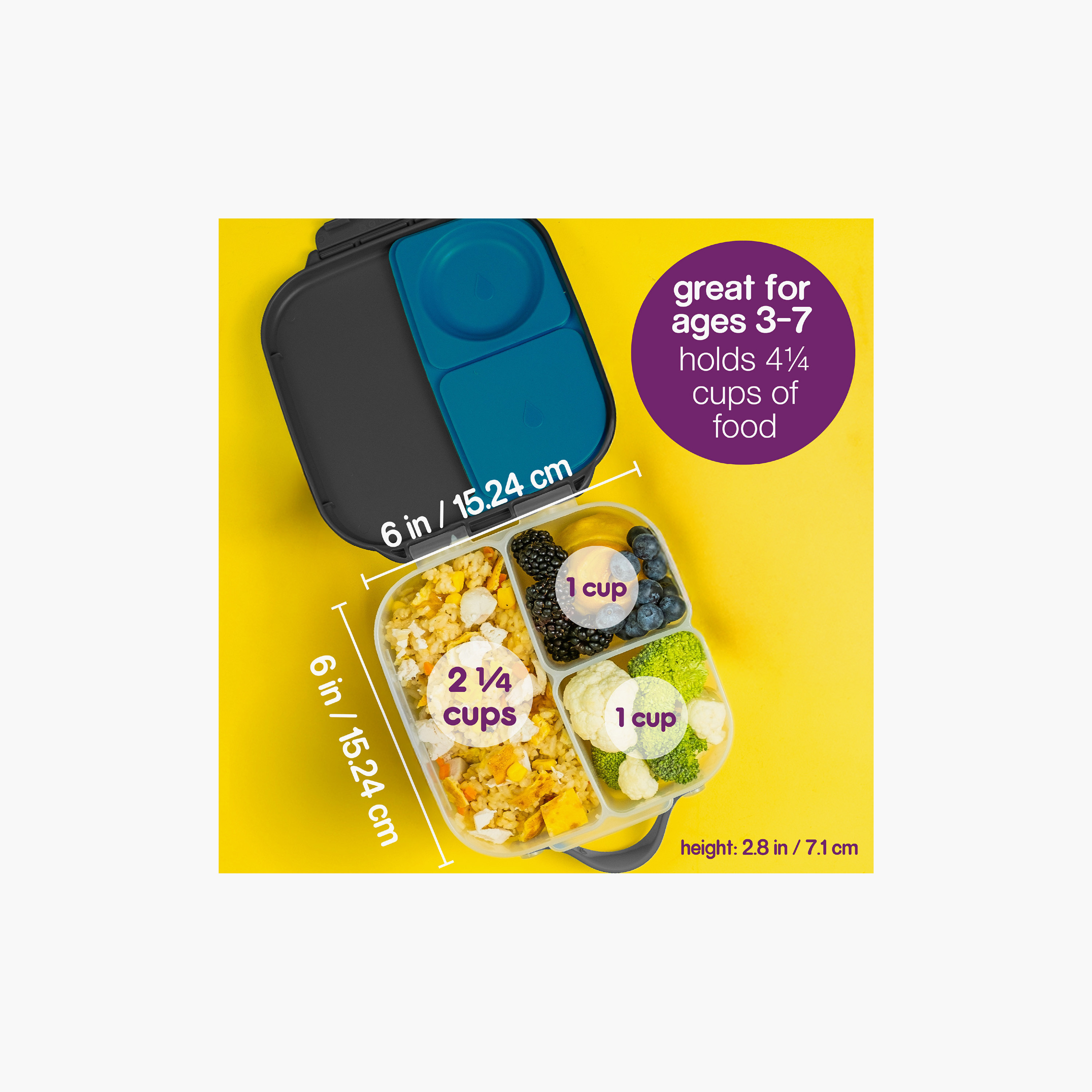 B.box Plain Mini Lunch Box for Boys with Removable Divider - 1 L-school-lunchessentials-lunchboxes-image-5