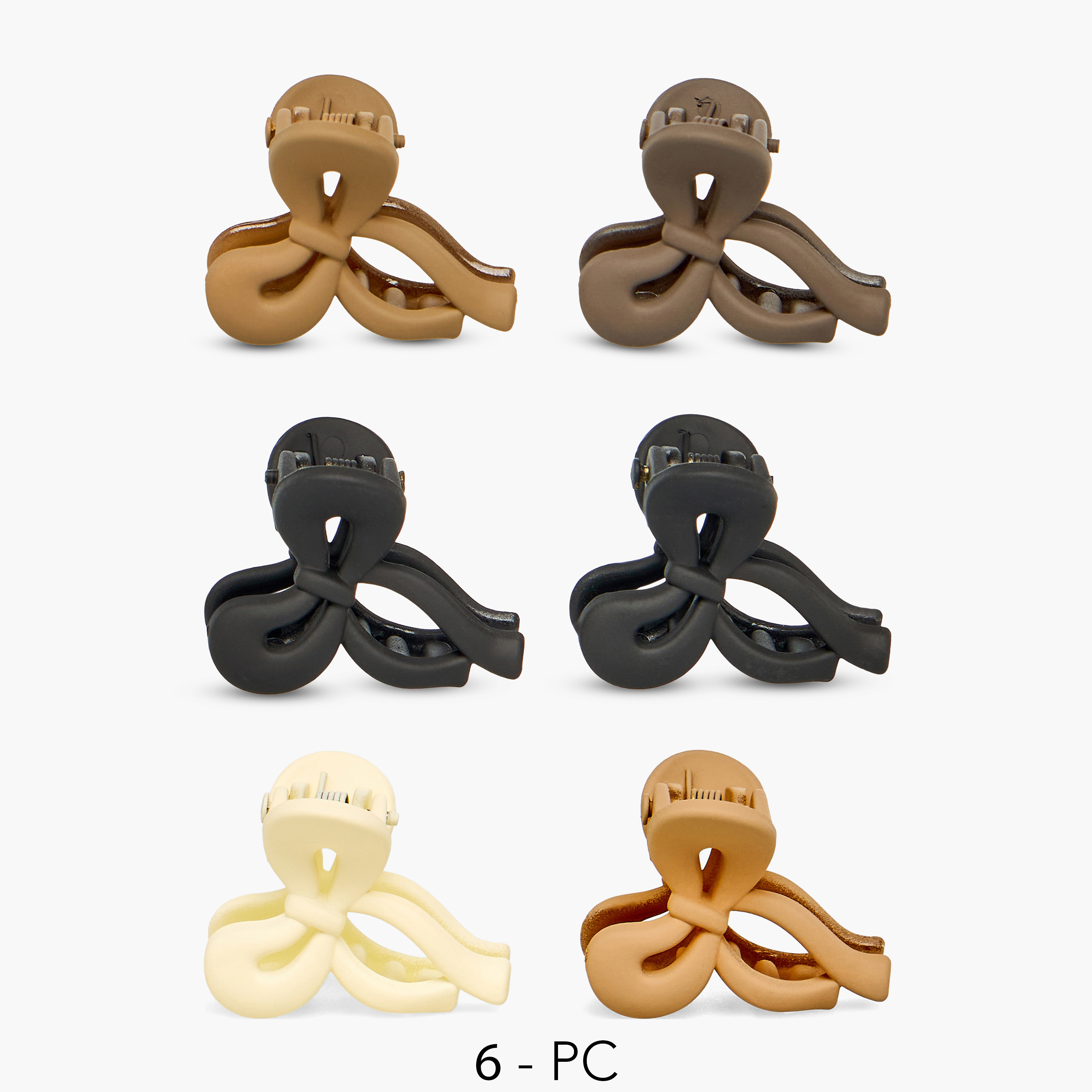 Pack of 6 Bow Hair Clamps with Matte Finish-women-hairaccessories-clamps-image-1