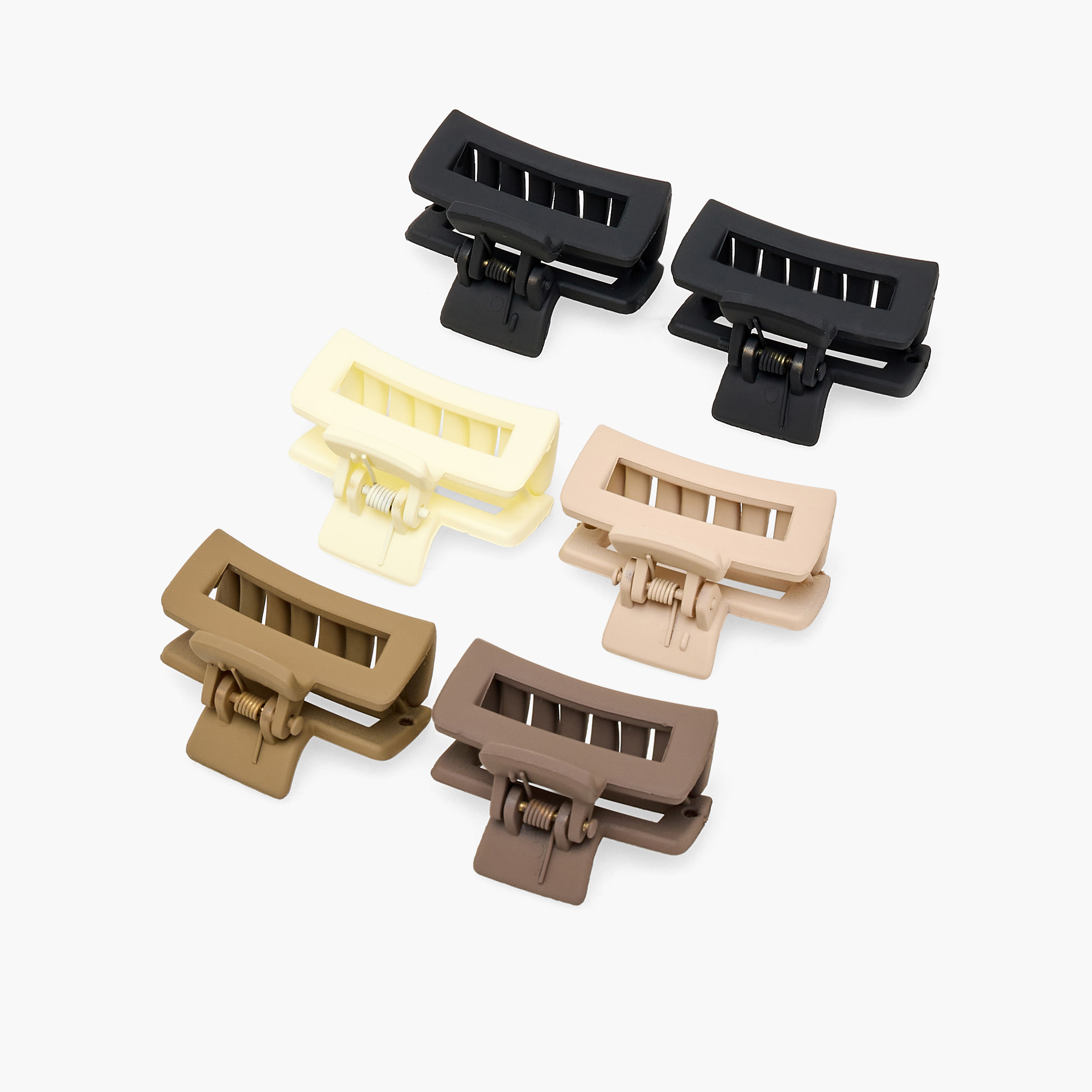 طقم مشابك شعر مستطيلة بتشطيب مطفي - 6 قطع-women-hairaccessories-clamps-image-5