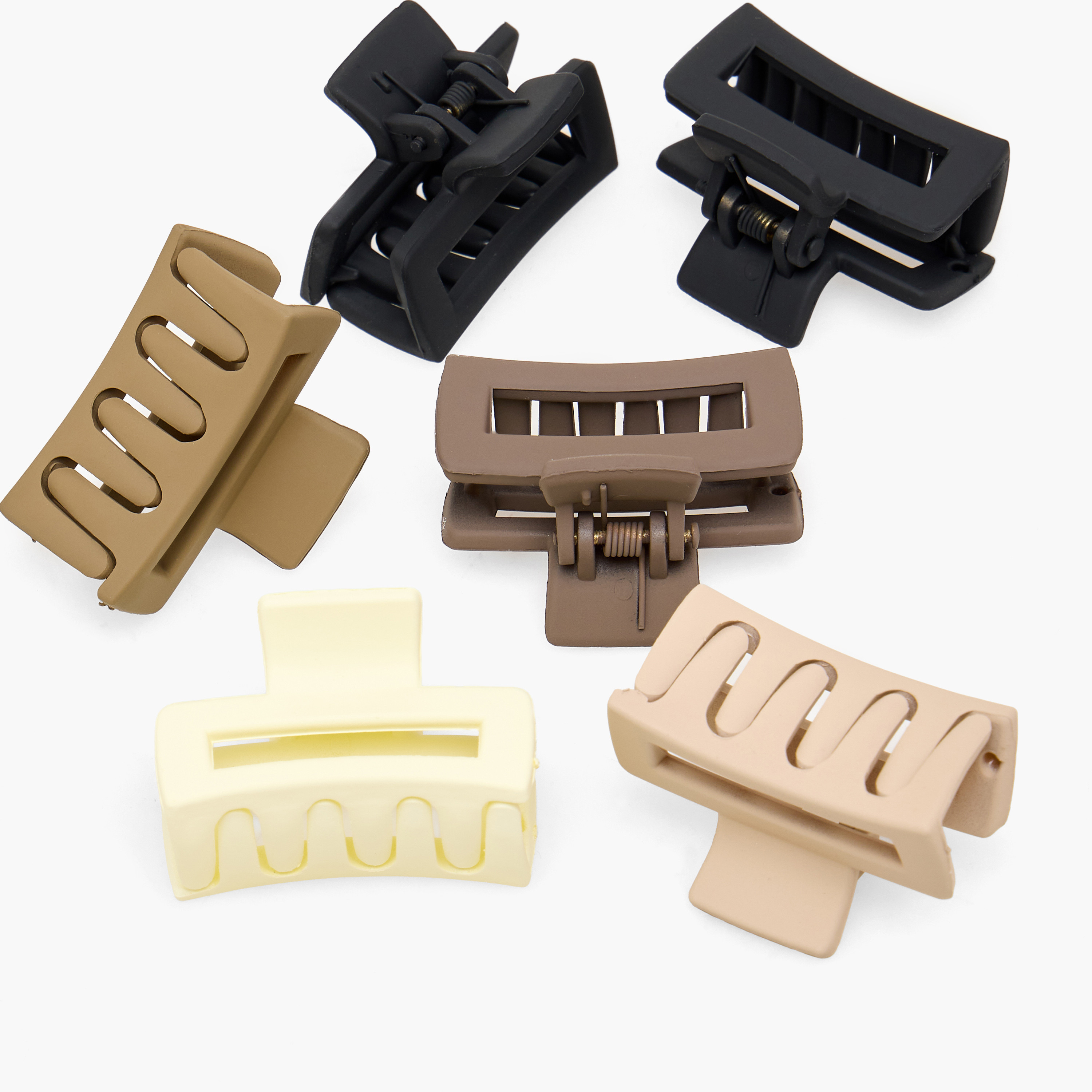 طقم مشابك شعر مستطيلة بتشطيب مطفي - 6 قطع-women-hairaccessories-clamps-image-6
