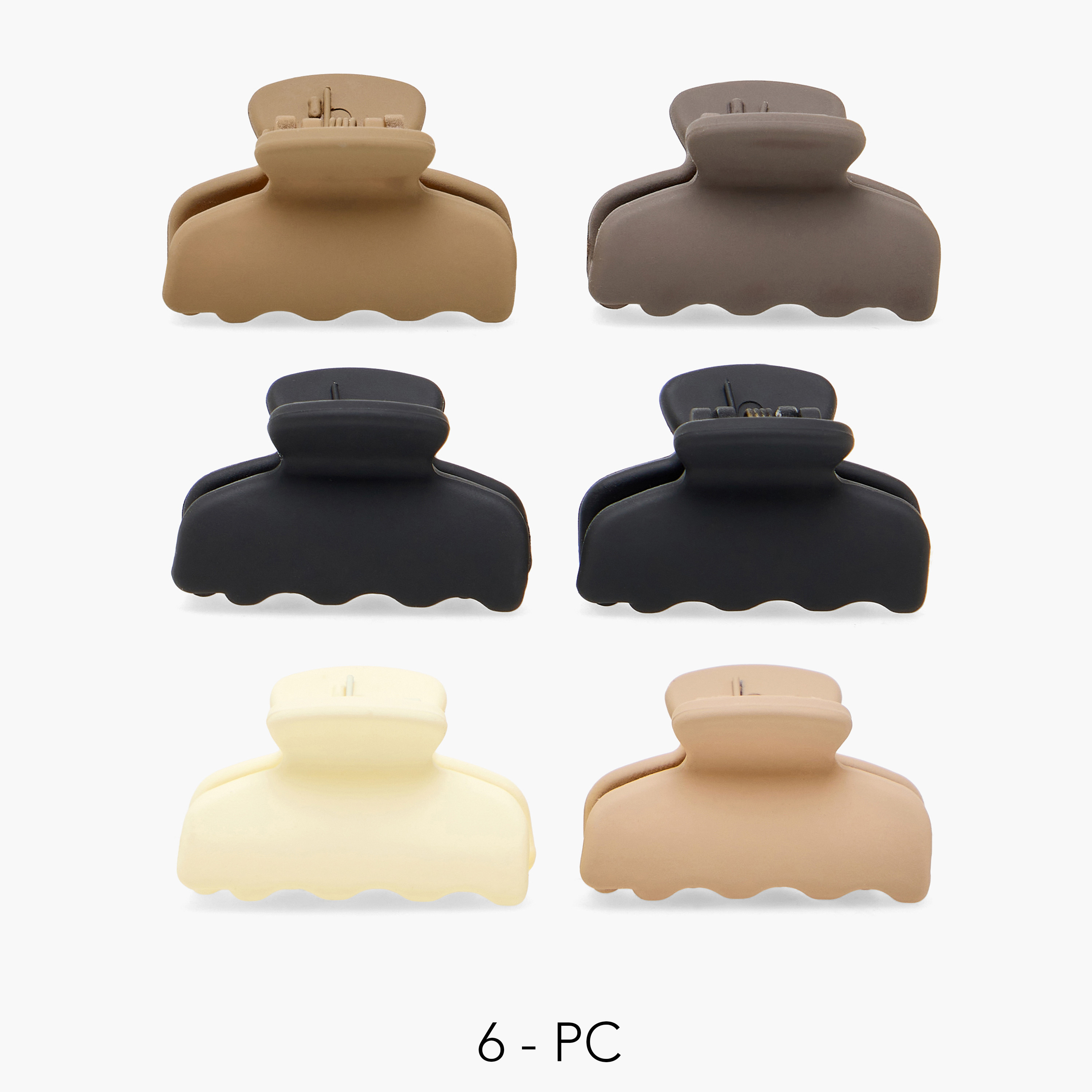 Pack of 6 Curved Hair Clamps with Matte Finish-women-hairaccessories-clamps-image-1