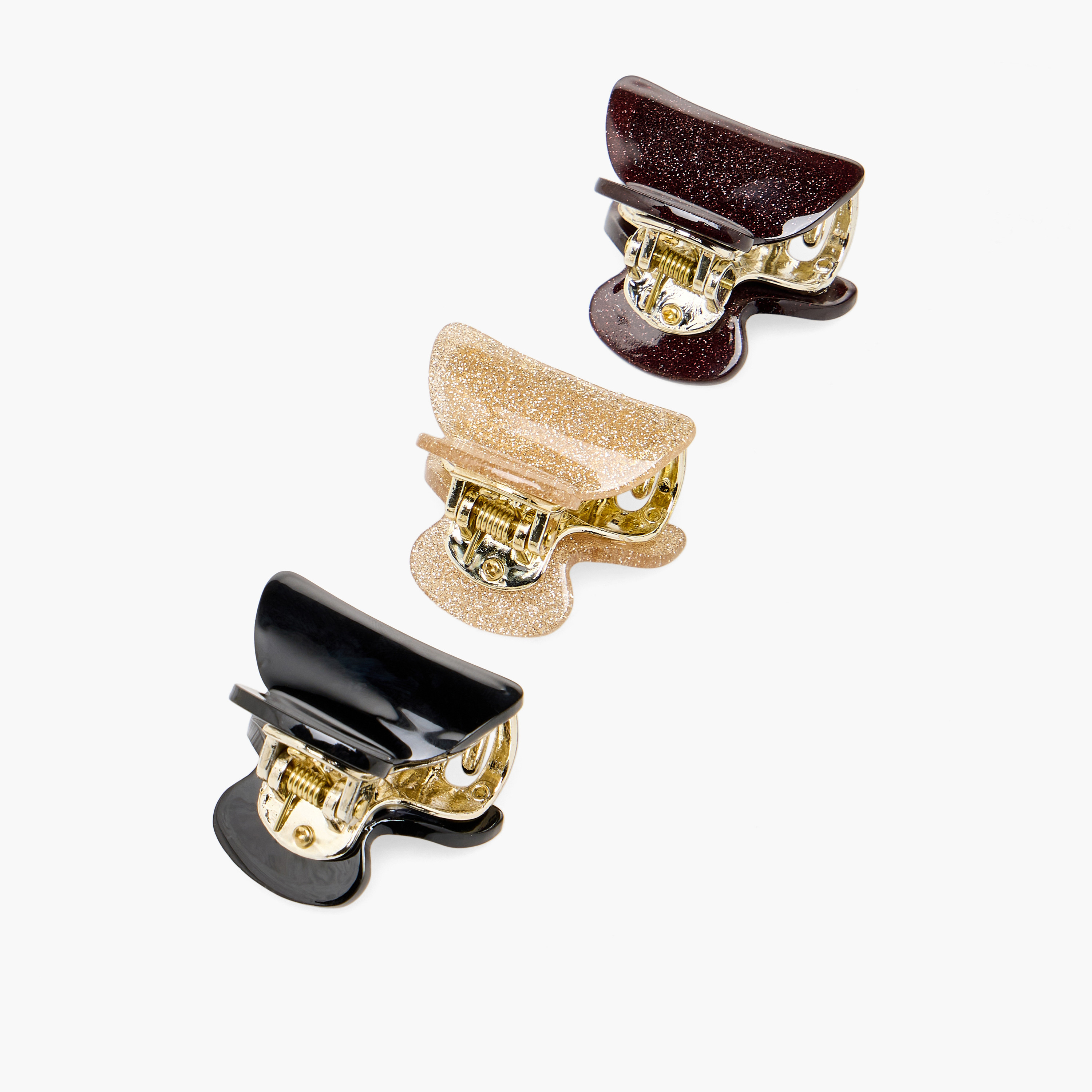 Pack of 3 Curved Hair Clamps with Glitter Finish-women-hairaccessories-clamps-image-5