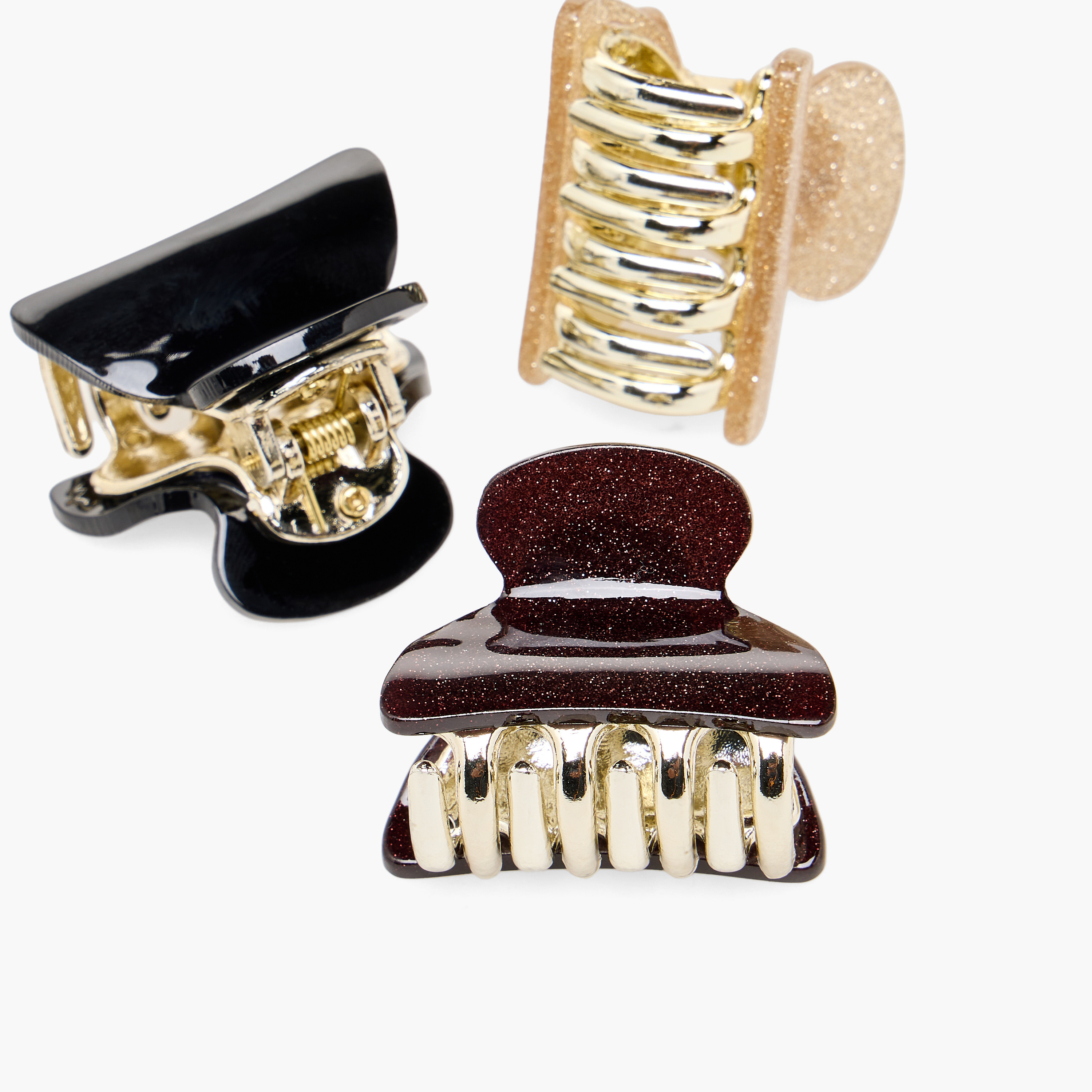 Pack of 3 Curved Hair Clamps with Glitter Finish-women-hairaccessories-clamps-image-6