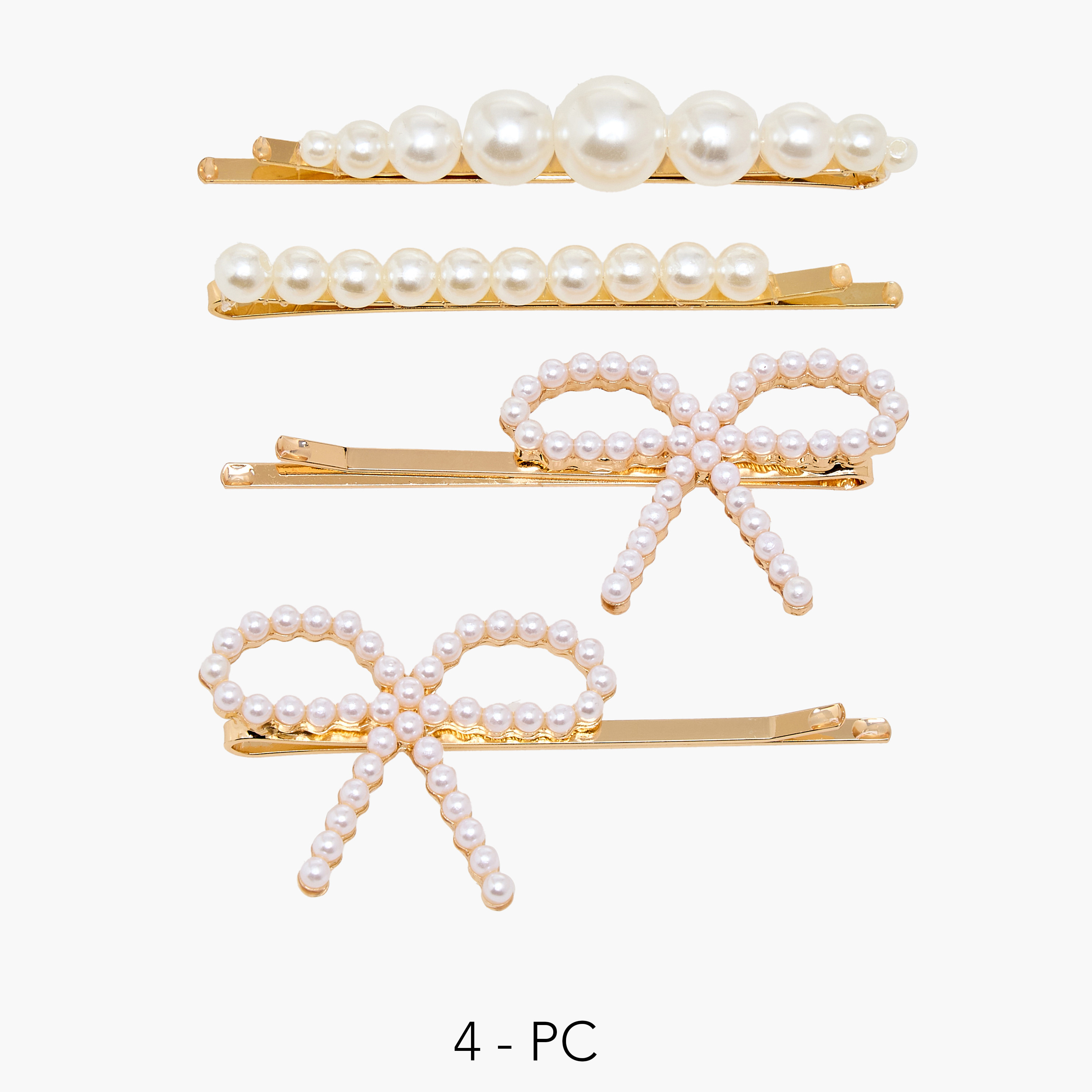 دبابيس شعر بتزيينات لؤلؤ - عبوة من 4 قطع-women-hairaccessories-clips-image-1