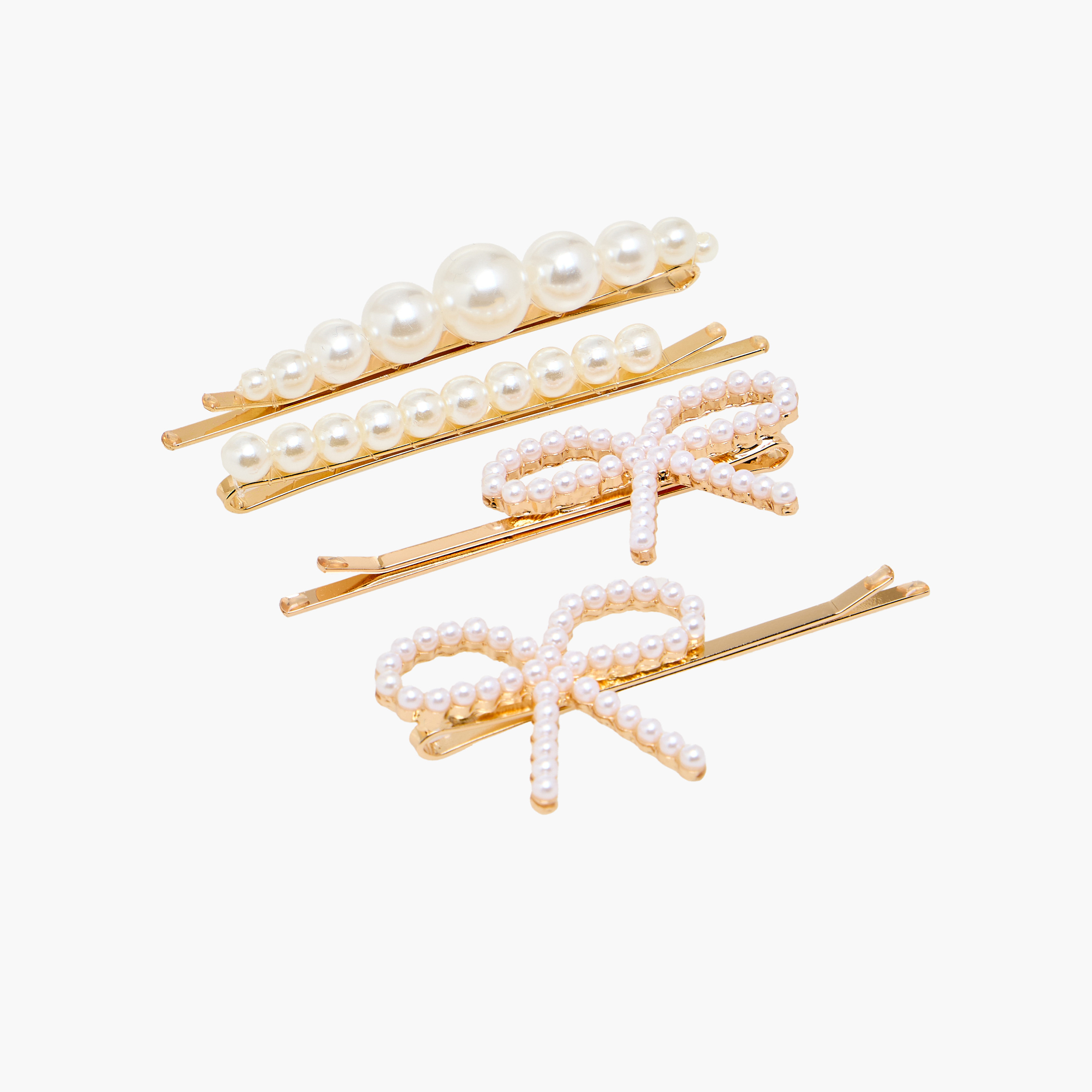 دبابيس شعر بتزيينات لؤلؤ - عبوة من 4 قطع-women-hairaccessories-clips-image-2