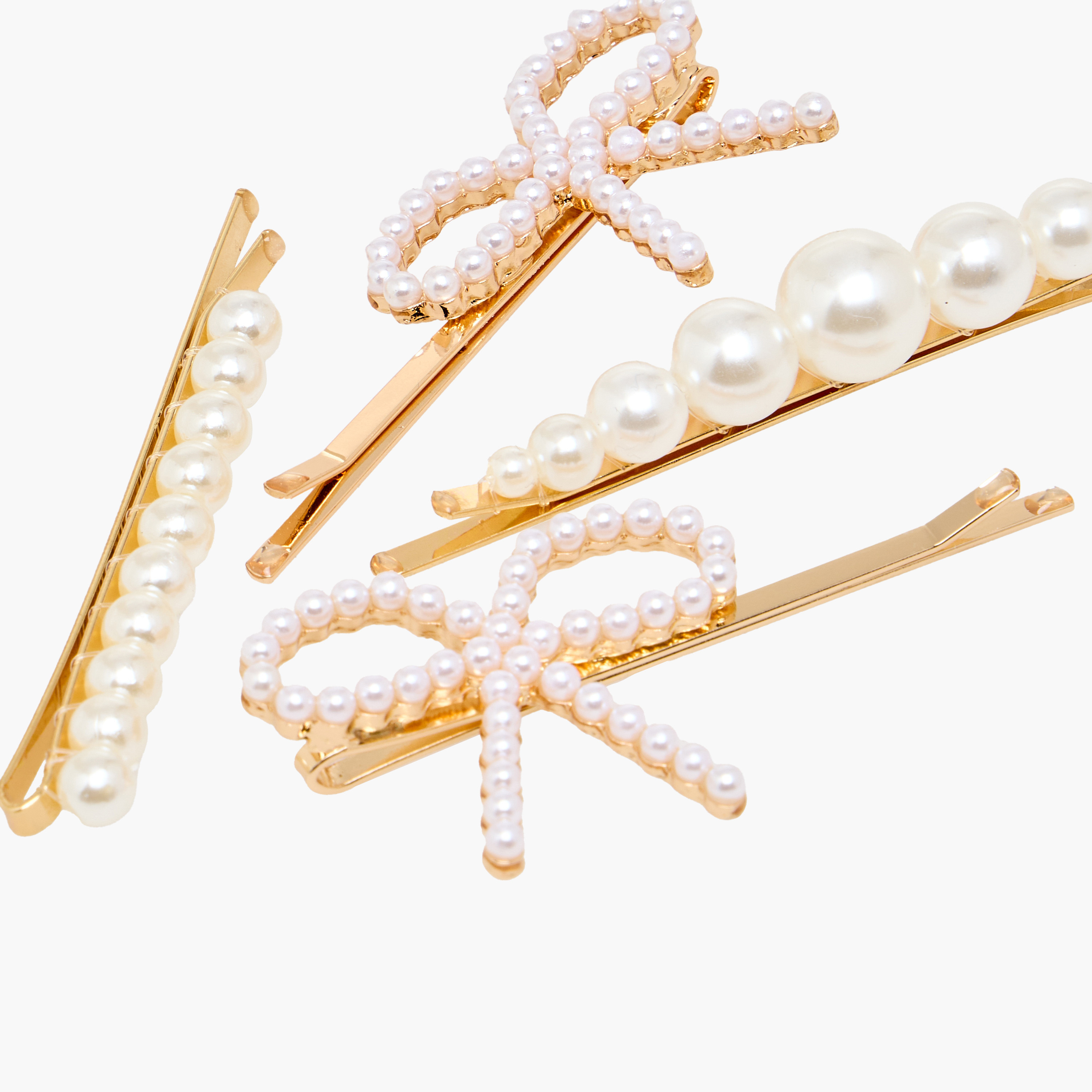 دبابيس شعر بتزيينات لؤلؤ - عبوة من 4 قطع-women-hairaccessories-clips-image-4