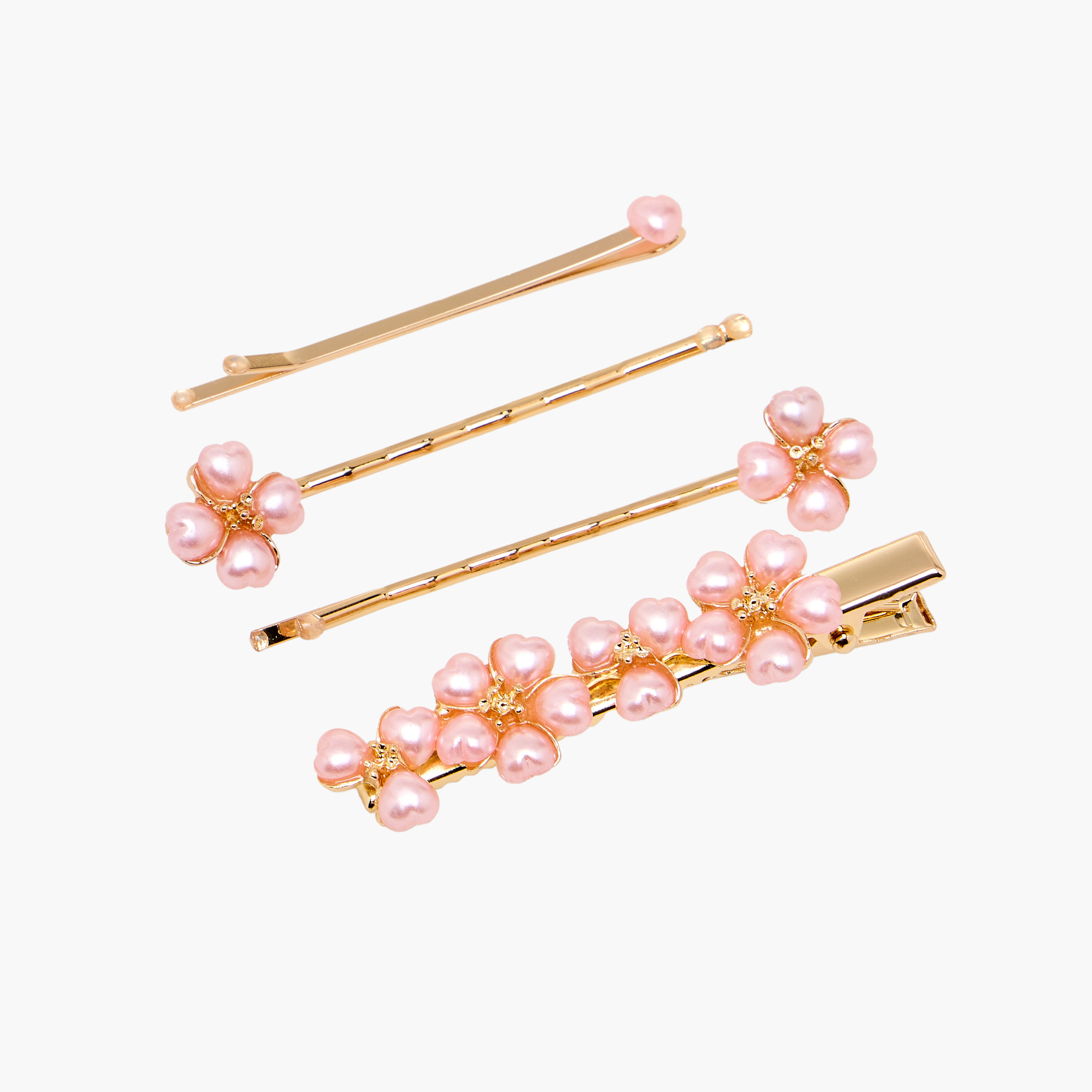 دبابيس شعر زهرية بتزيينات لؤلؤ - عبوة من 4 قطع-women-hairaccessories-clips-image-2