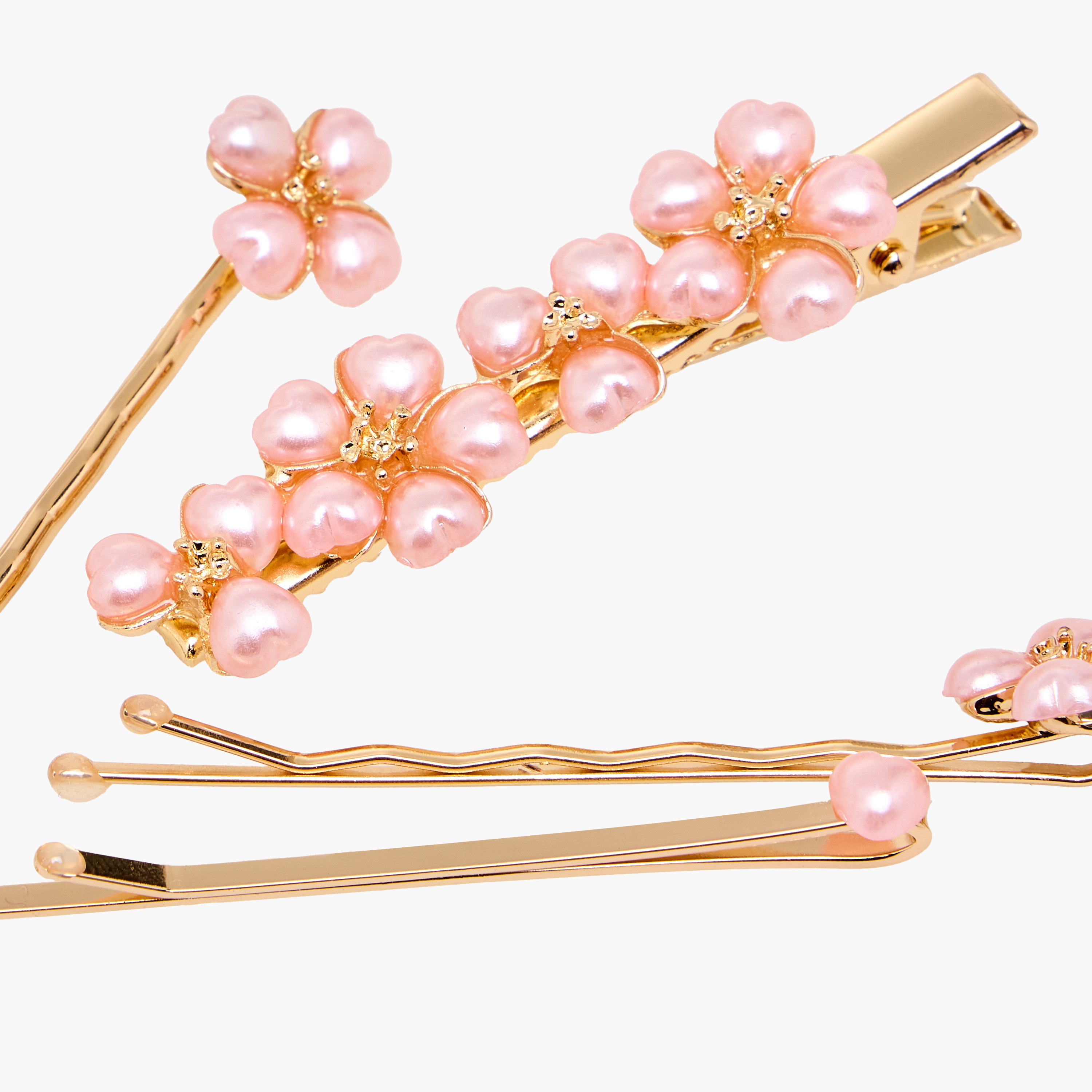 دبابيس شعر زهرية بتزيينات لؤلؤ - عبوة من 4 قطع-women-hairaccessories-clips-image-5