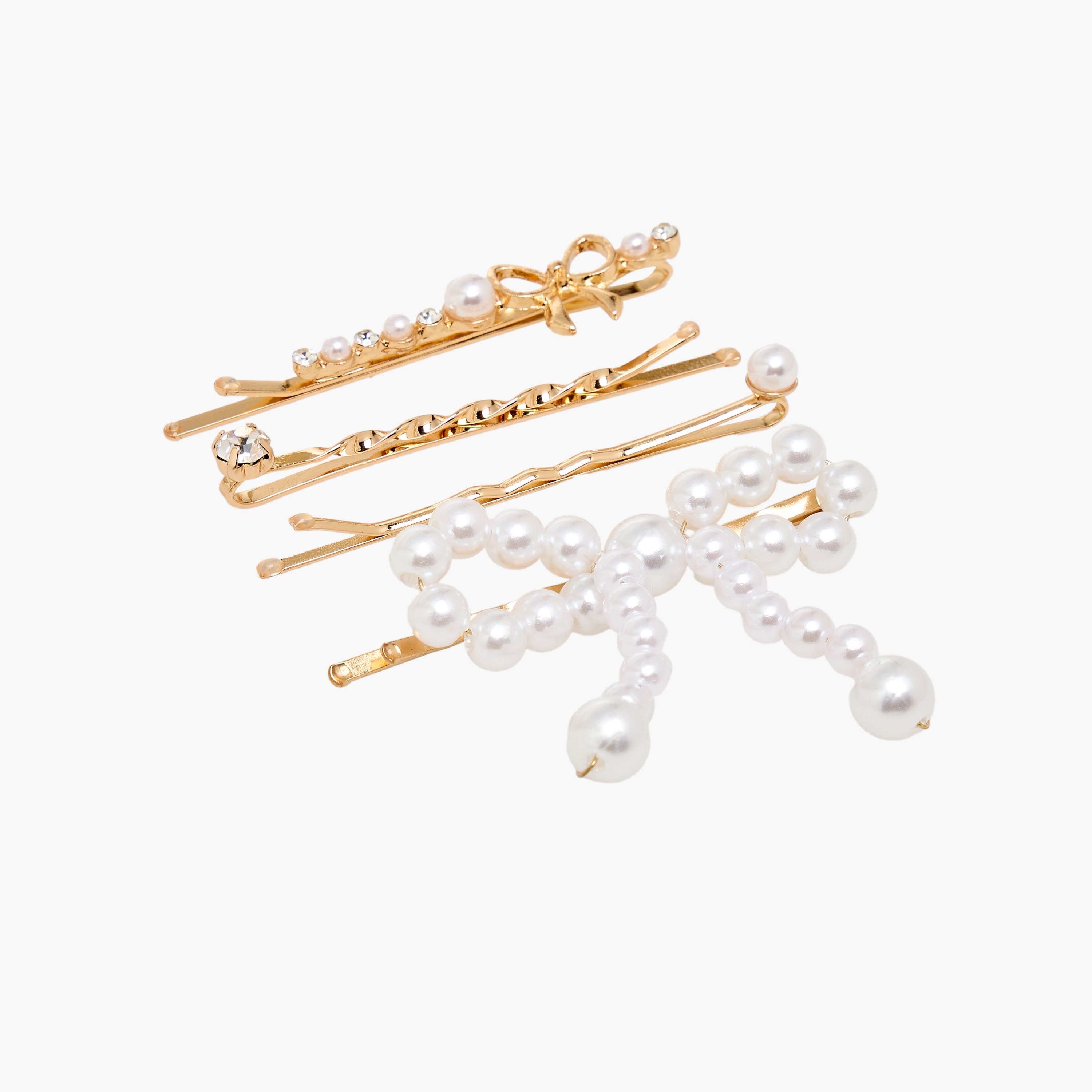 دبابيس شعر فيونكة بتزيينات لؤلؤ - عبوة من 4 قطع-women-hairaccessories-clips-image-2