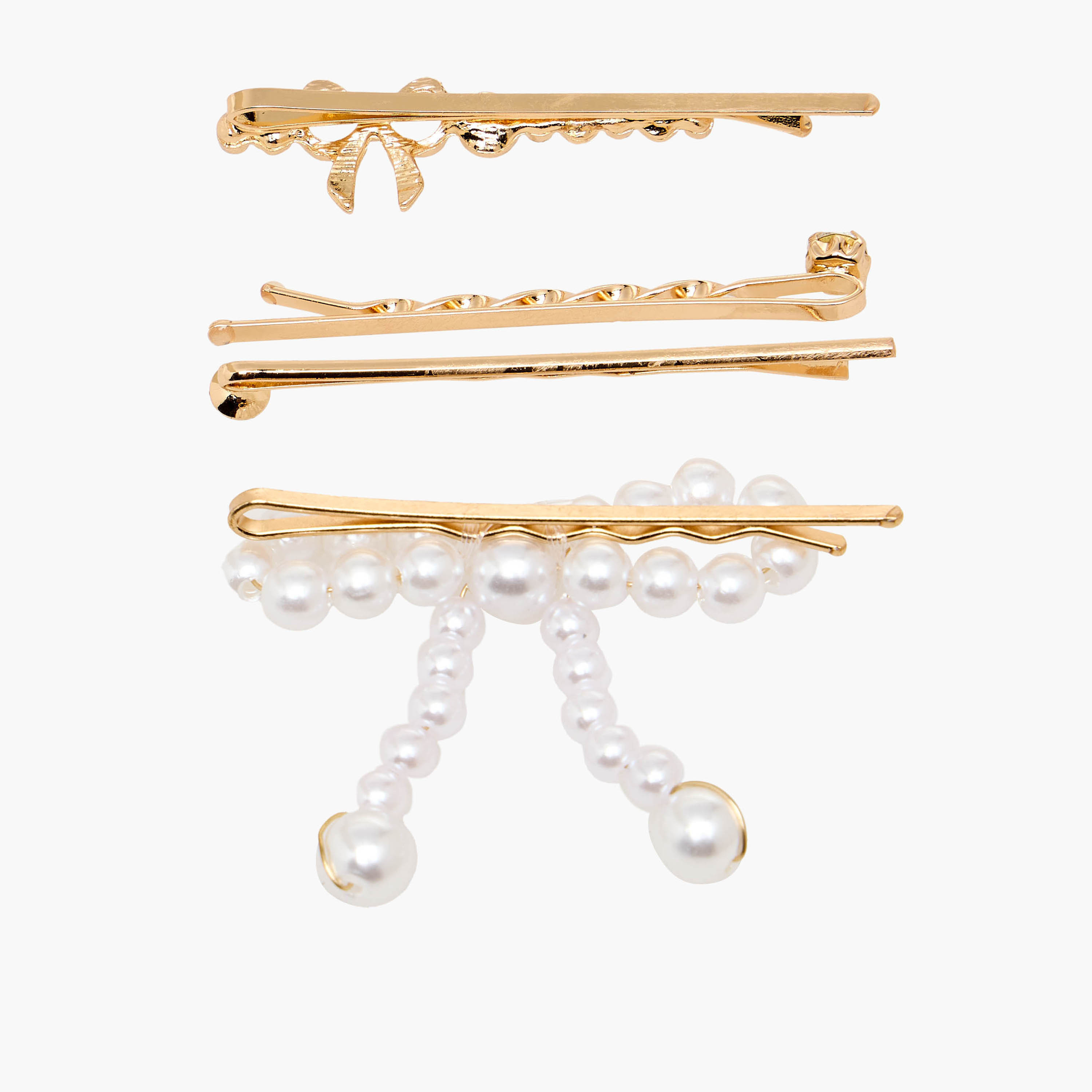 دبابيس شعر فيونكة بتزيينات لؤلؤ - عبوة من 4 قطع-women-hairaccessories-clips-image-3