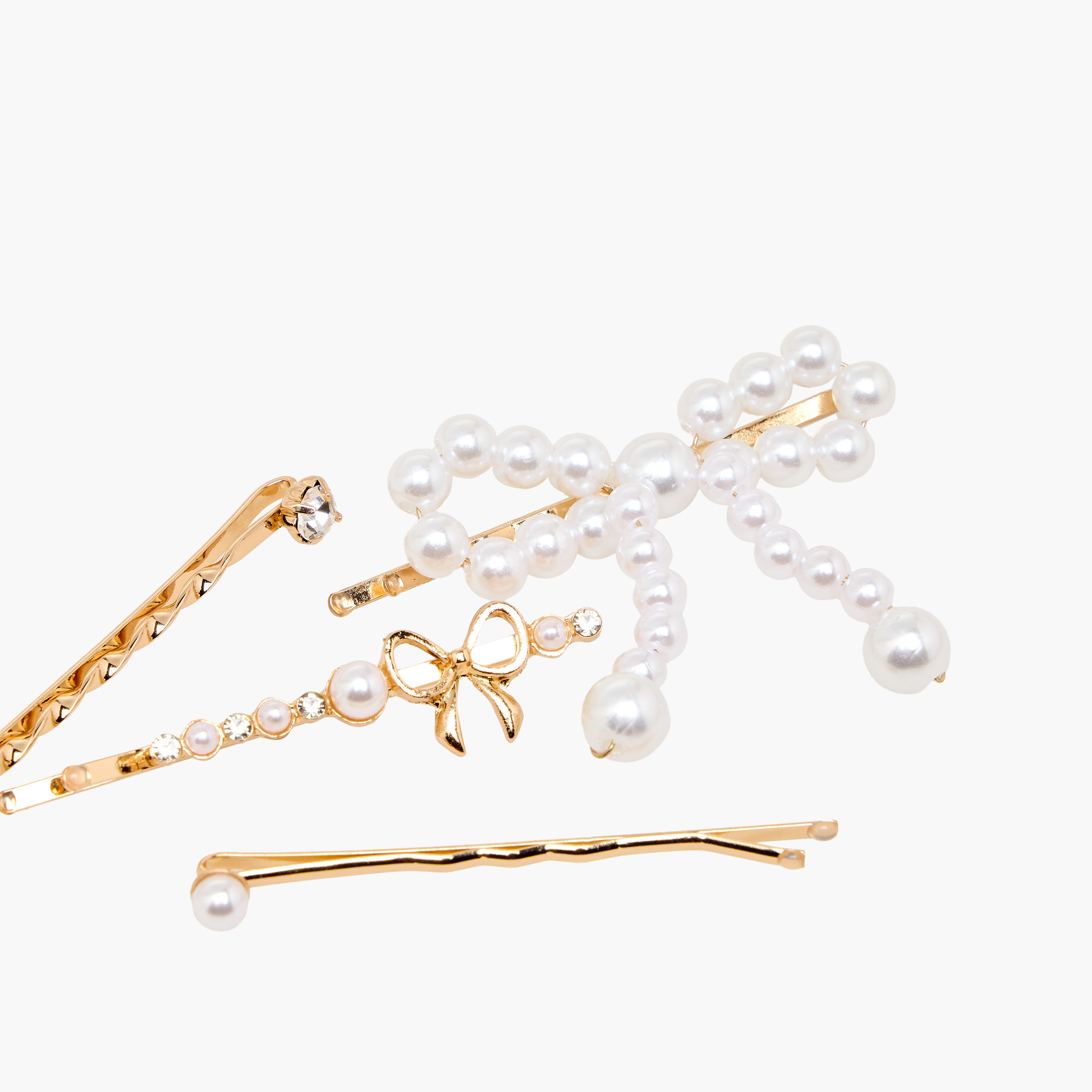 دبابيس شعر فيونكة بتزيينات لؤلؤ - عبوة من 4 قطع-women-hairaccessories-clips-image-4