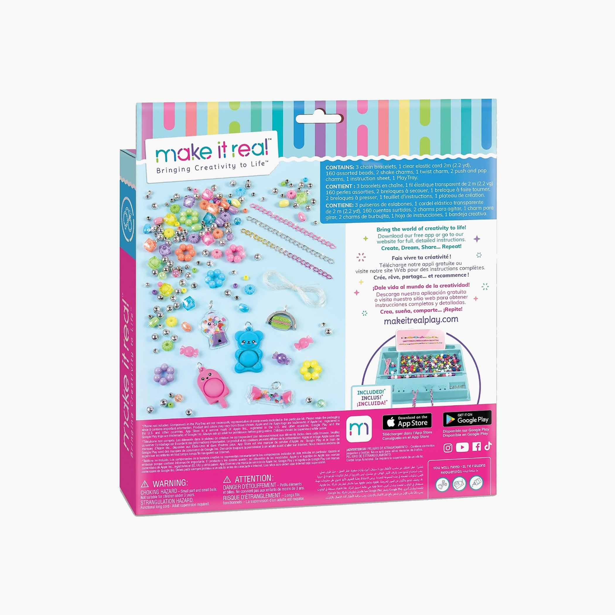 Make It Real Pop! Shake! Twist! DIY Bracelet Kit with Beads, Charms - Pack of 171-school-artsandcrafts-image-6