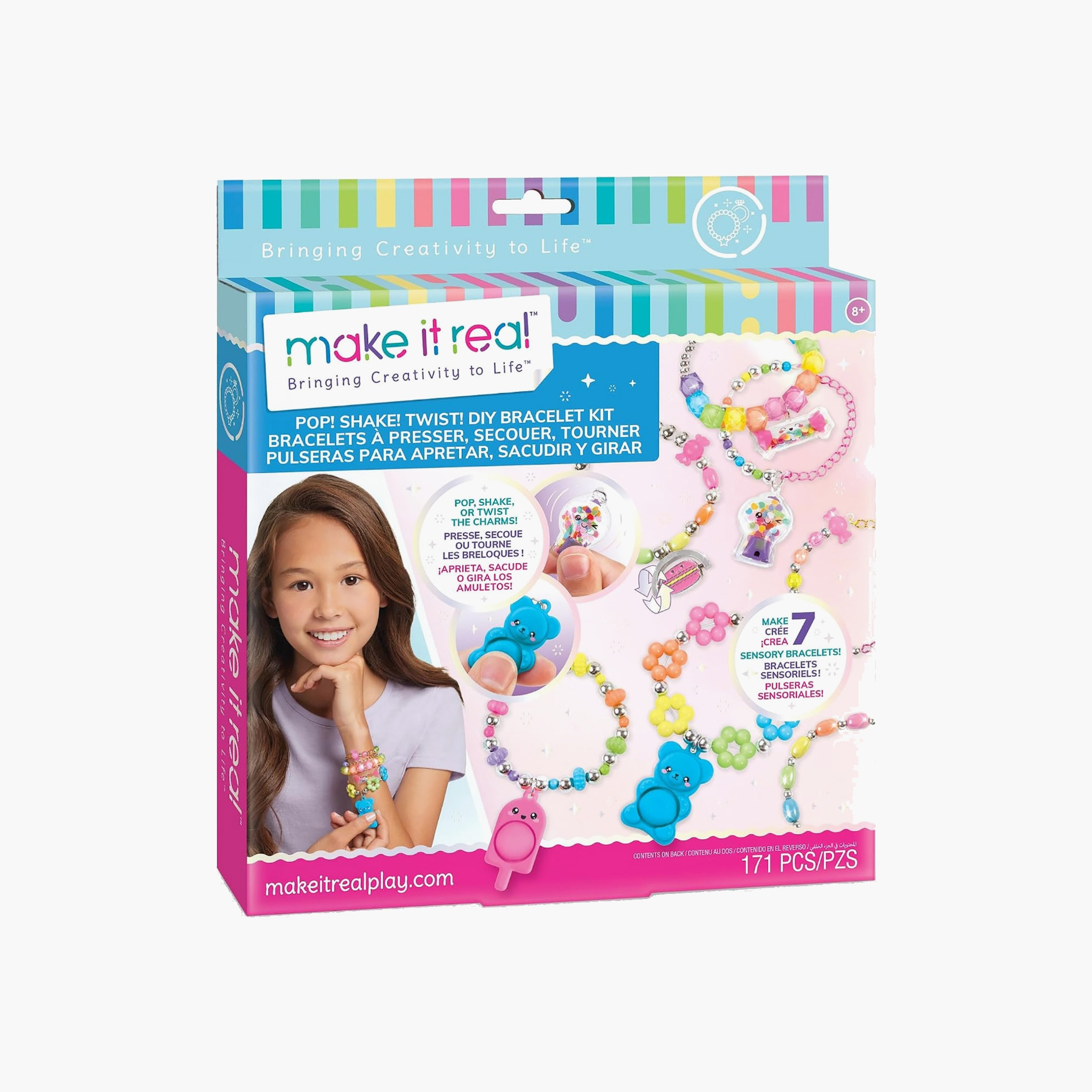 Make It Real Pop! Shake! Twist! DIY Bracelet Kit with Beads, Charms - Pack of 171-school-artsandcrafts-image-5