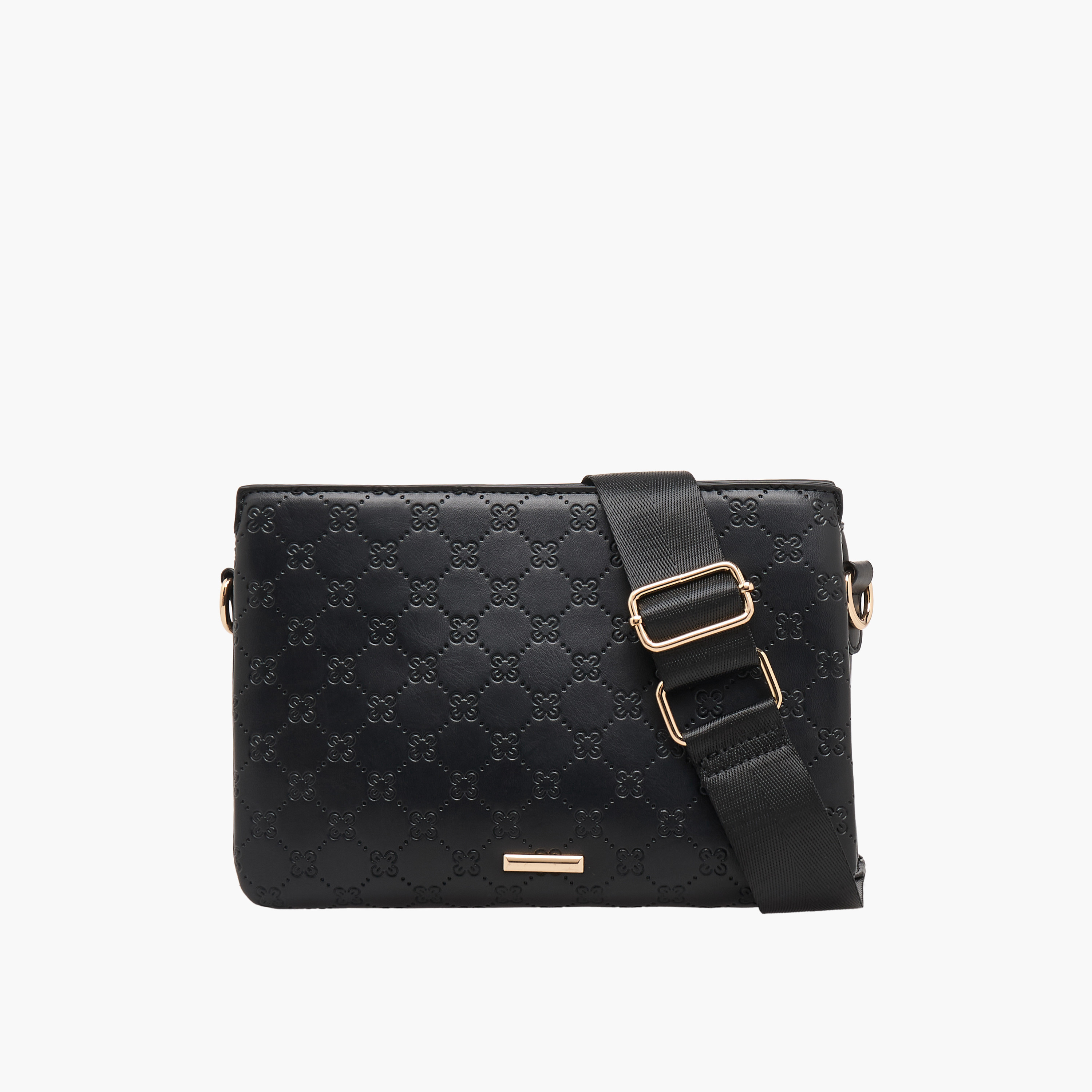 شنطة كروس بودي بسحاب إغلاق ونقوش زهرية من ساشا-women-bagsandwallets-handbags-image-1