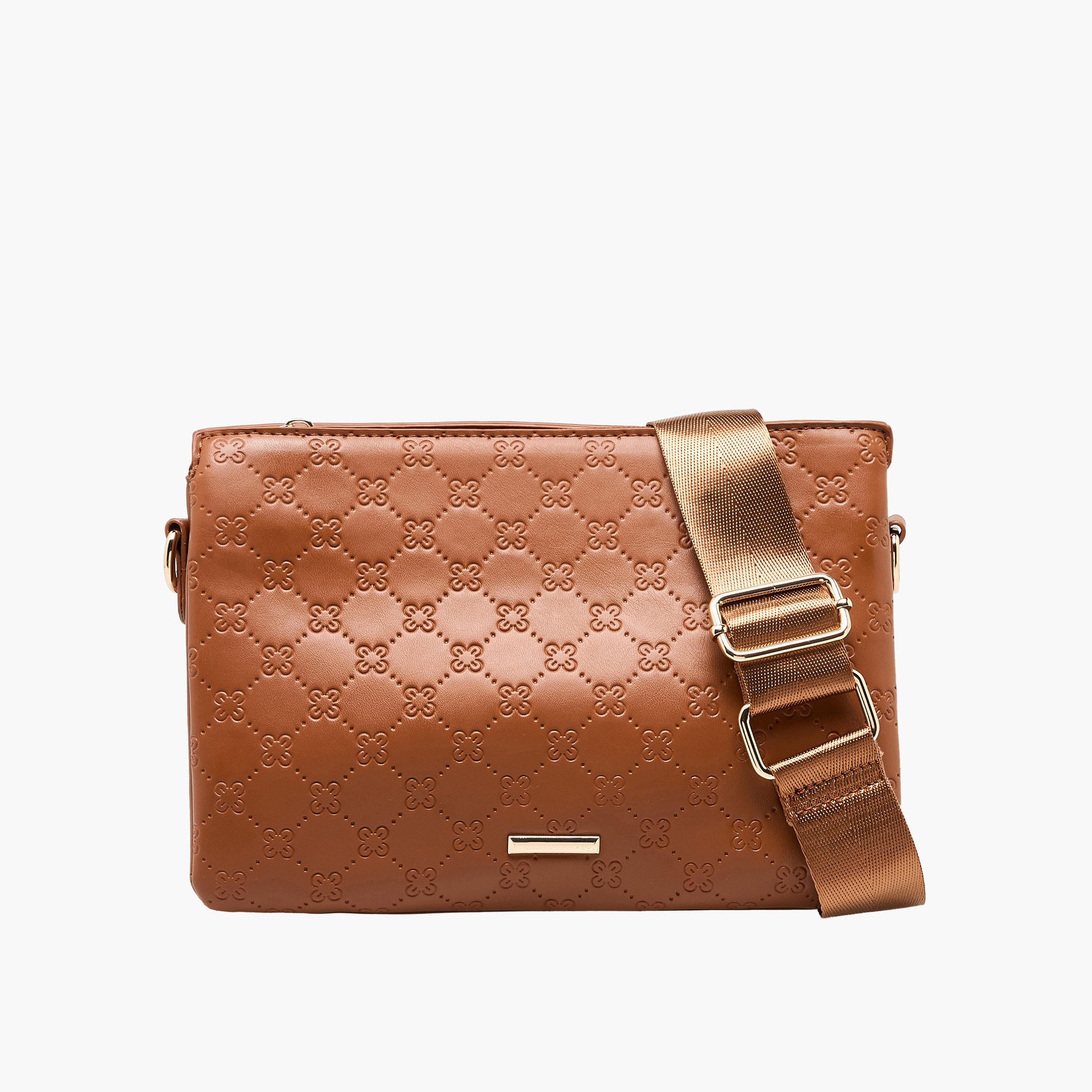 شنطة كروس بودي بسحاب إغلاق ونقوش زهرية من ساشا-women-bagsandwallets-handbags-image-1