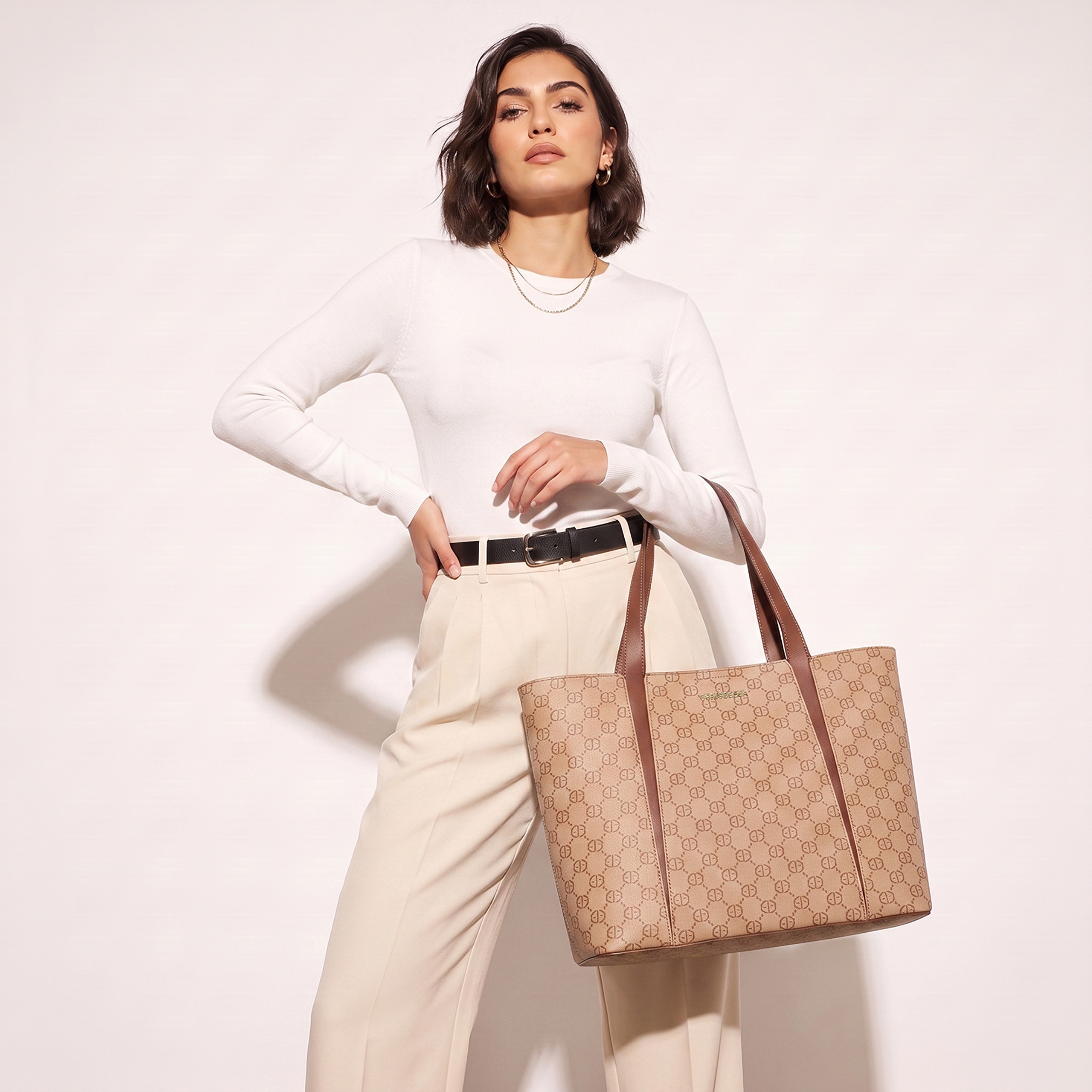 Chrisbella Monogram Print Tote Bag with Pouch-women-bagsandwallets-handbags-image-2