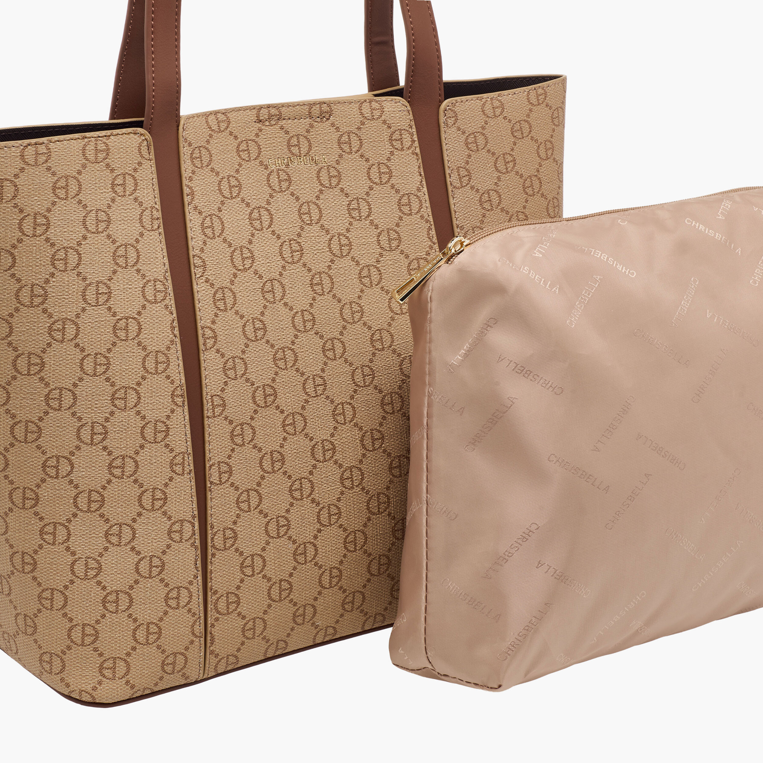 Chrisbella Monogram Print Tote Bag with Pouch-women-bagsandwallets-handbags-image-6