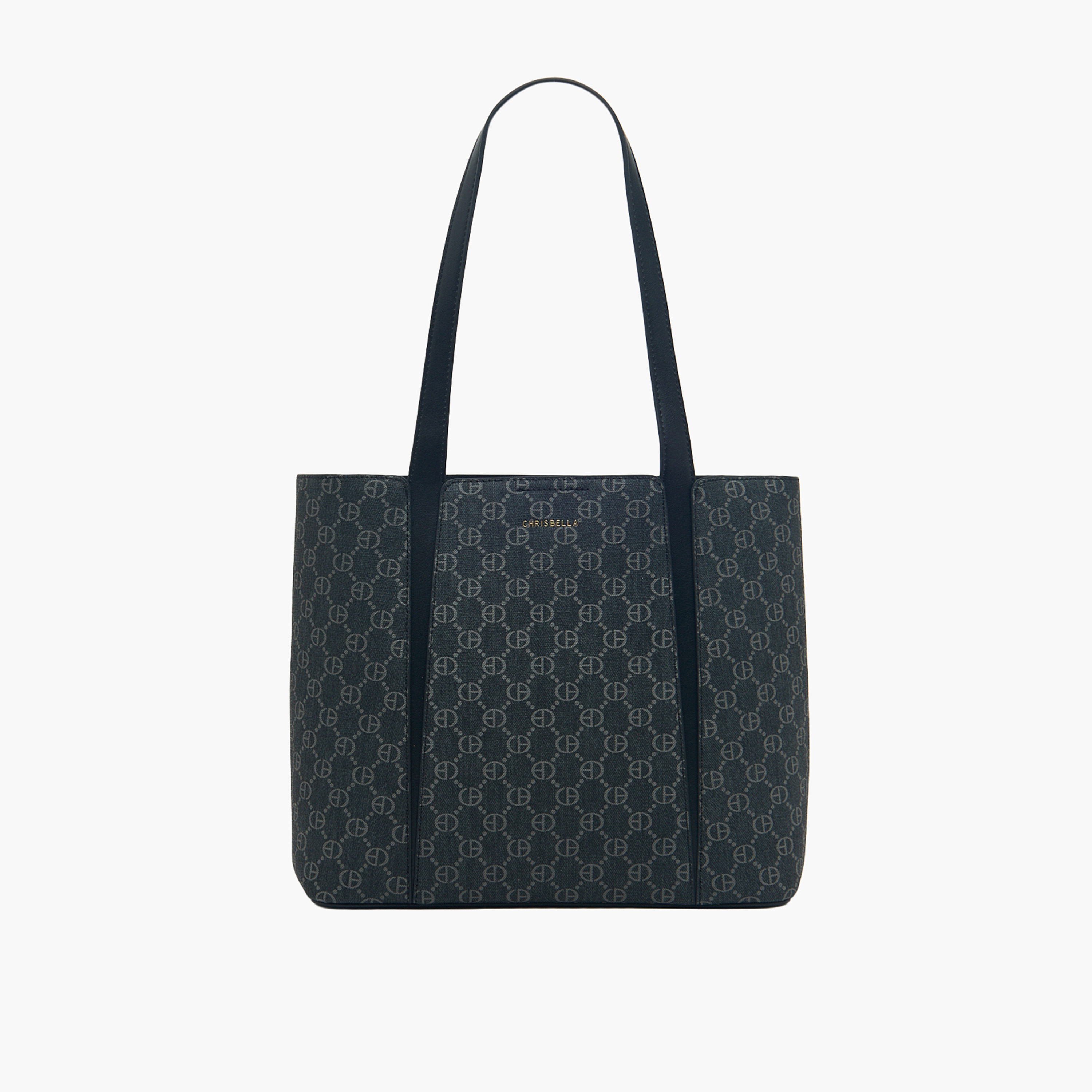 Chrisbella Monogram Print Tote Bag with Pouch-women-bagsandwallets-handbags-image-1