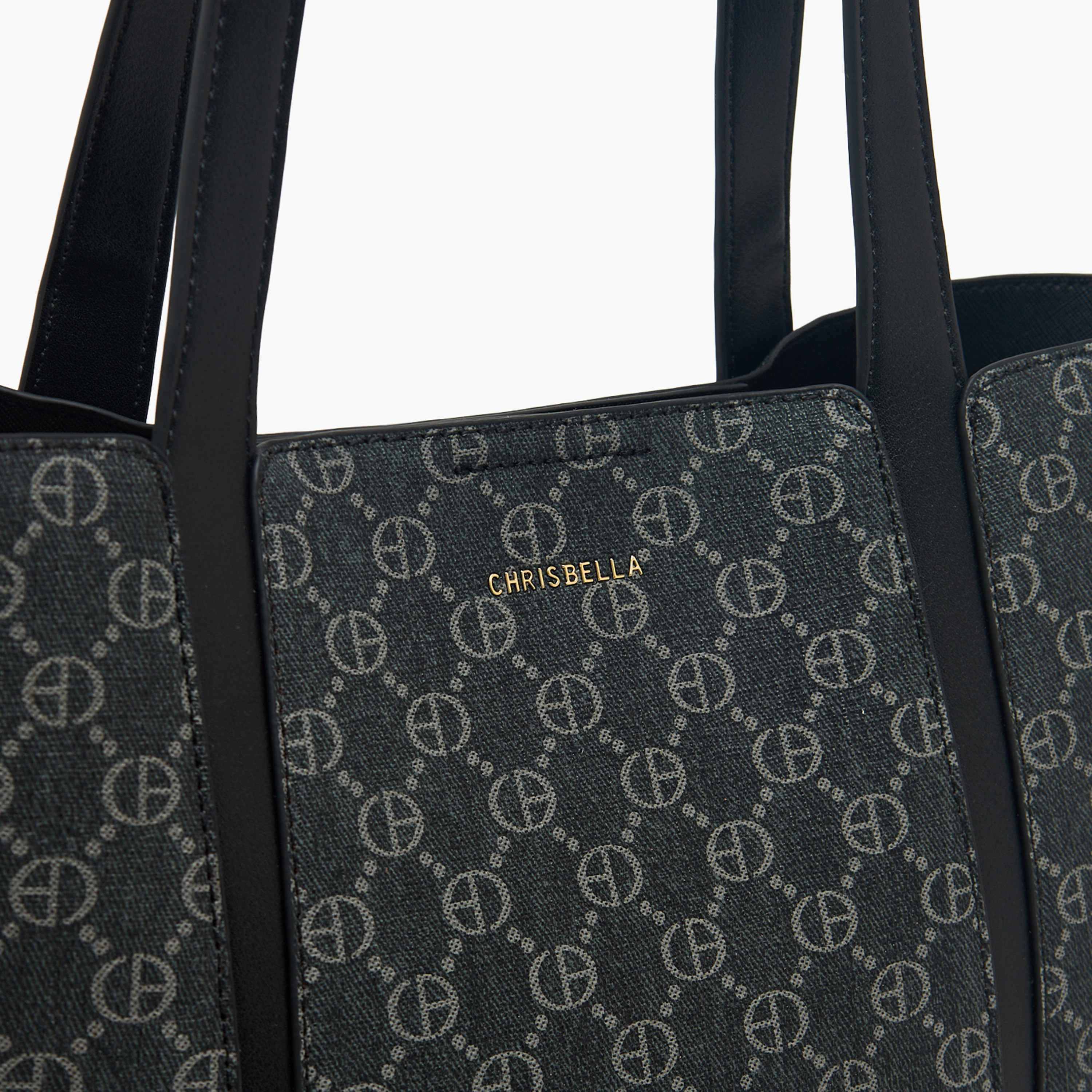 Chrisbella Monogram Print Tote Bag with Pouch-women-bagsandwallets-handbags-image-4