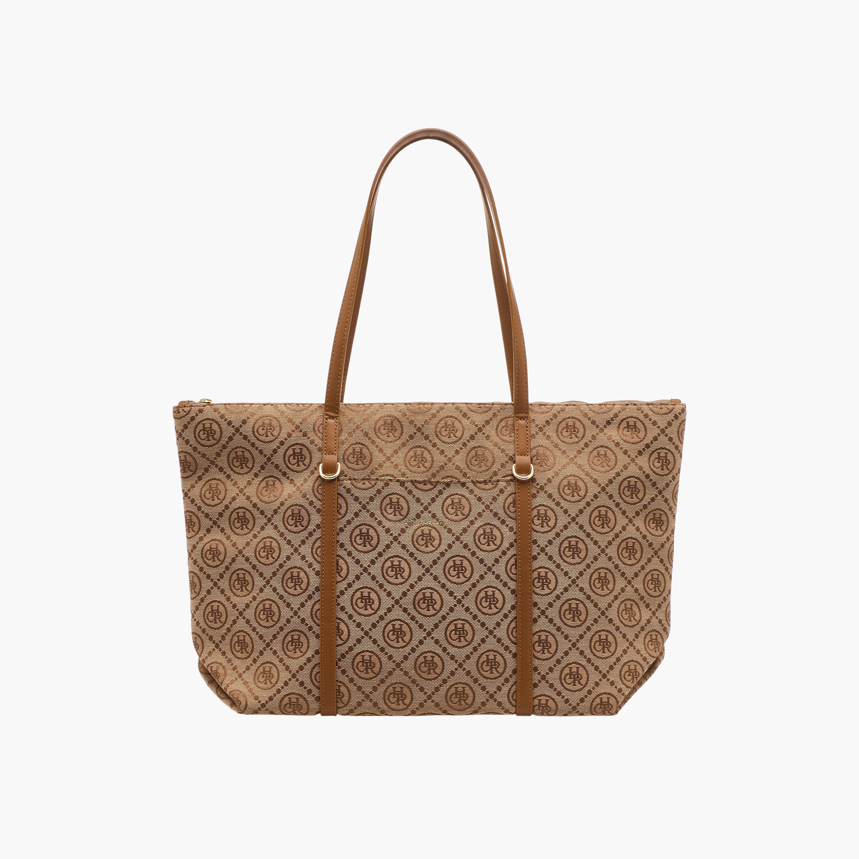 Chrisbella Monogram Print Tote Bag with Zip Closure-women-bagsandwallets-handbags-image-1