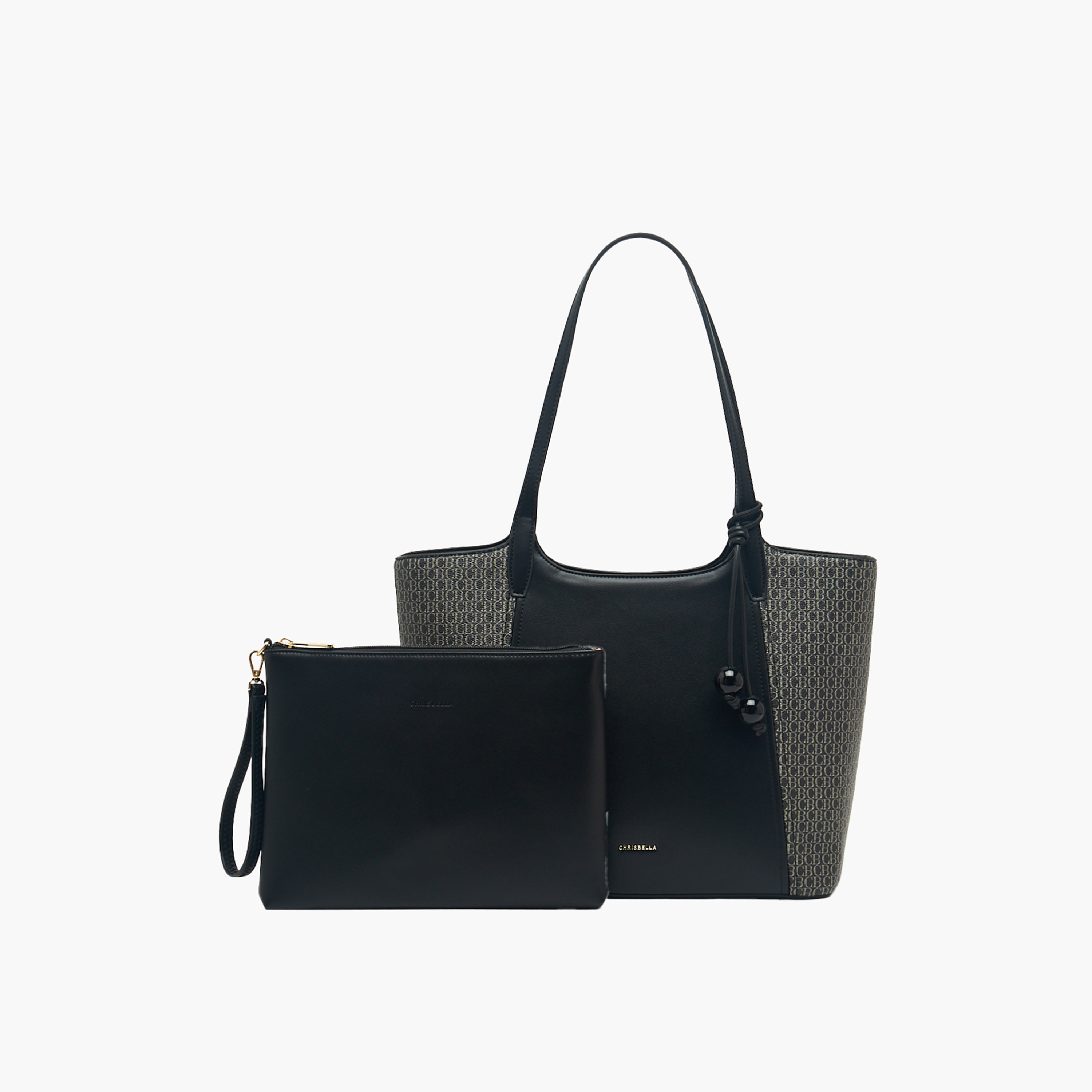 Chrisbella Monogram Print Tote Bag with Pouch-women-bagsandwallets-handbags-image-1