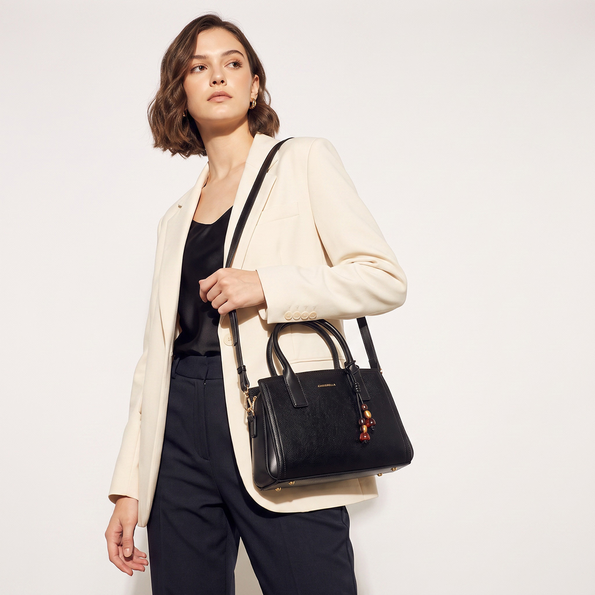 Chrisbella Textured Tote Bag with Pouch-women-bagsandwallets-handbags-image-2