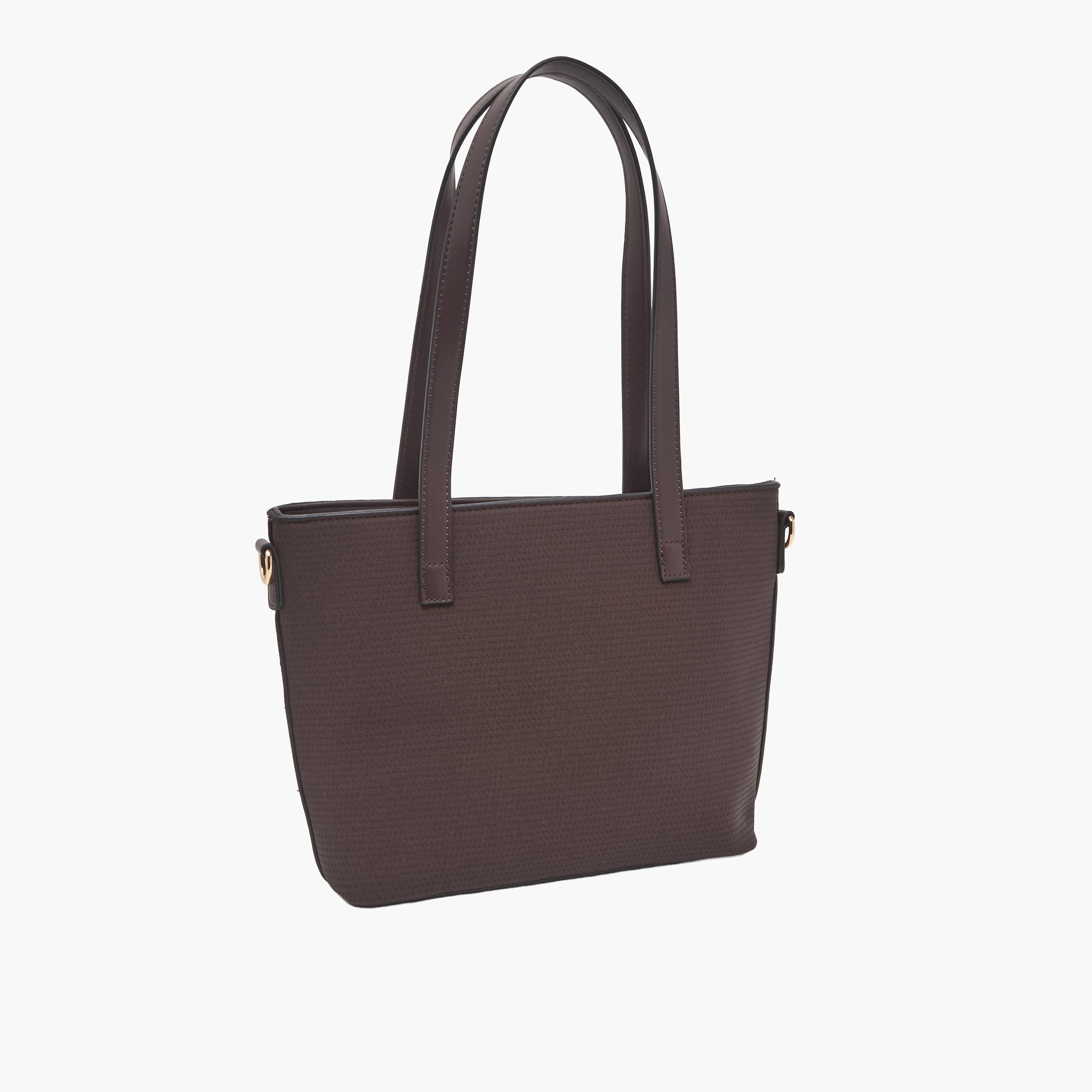 Sasha Textured Tote Bag with Double Handles-women-bagsandwallets-handbags-image-3