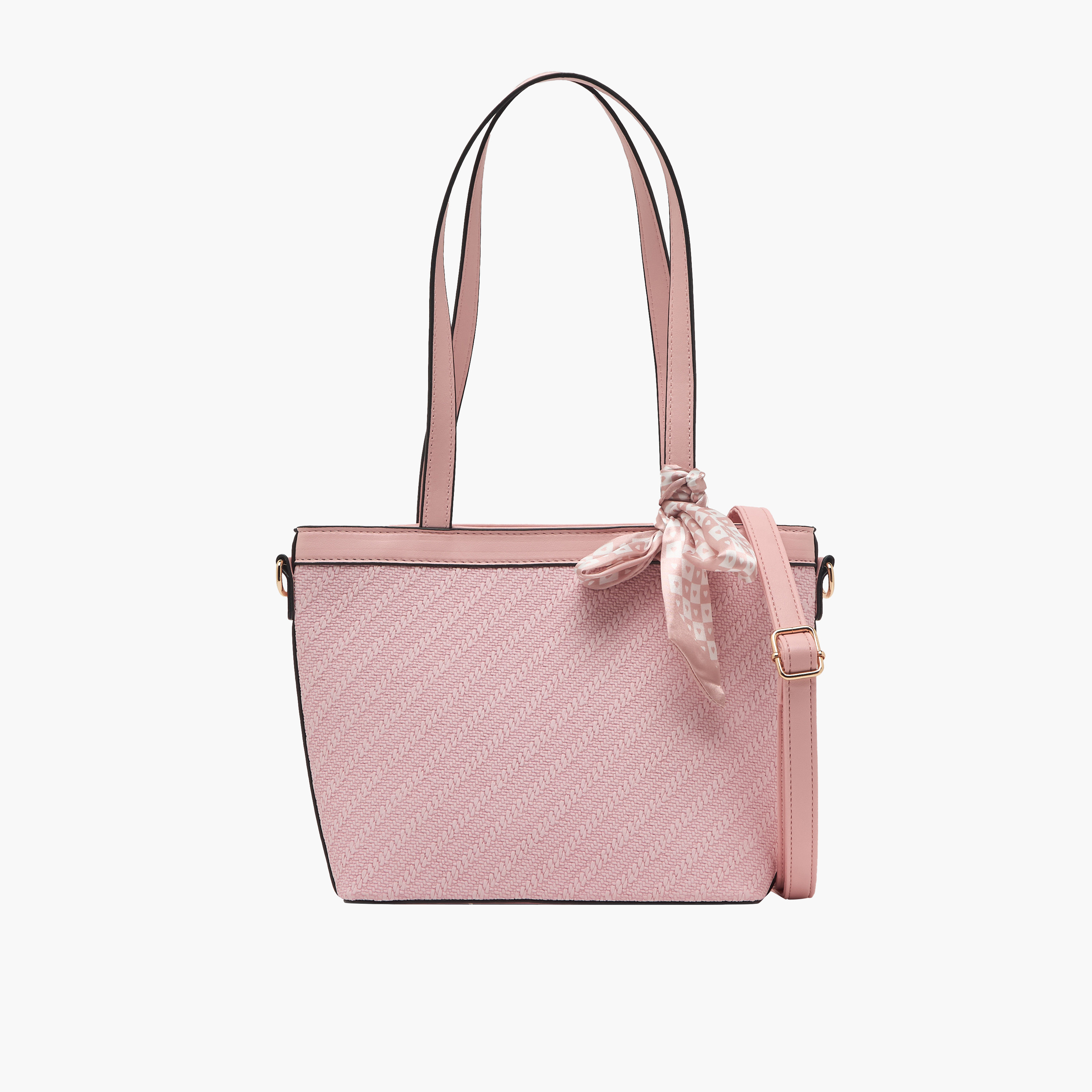 Sasha Textured Tote Bag with Scarf Accent-women-bagsandwallets-handbags-image-1