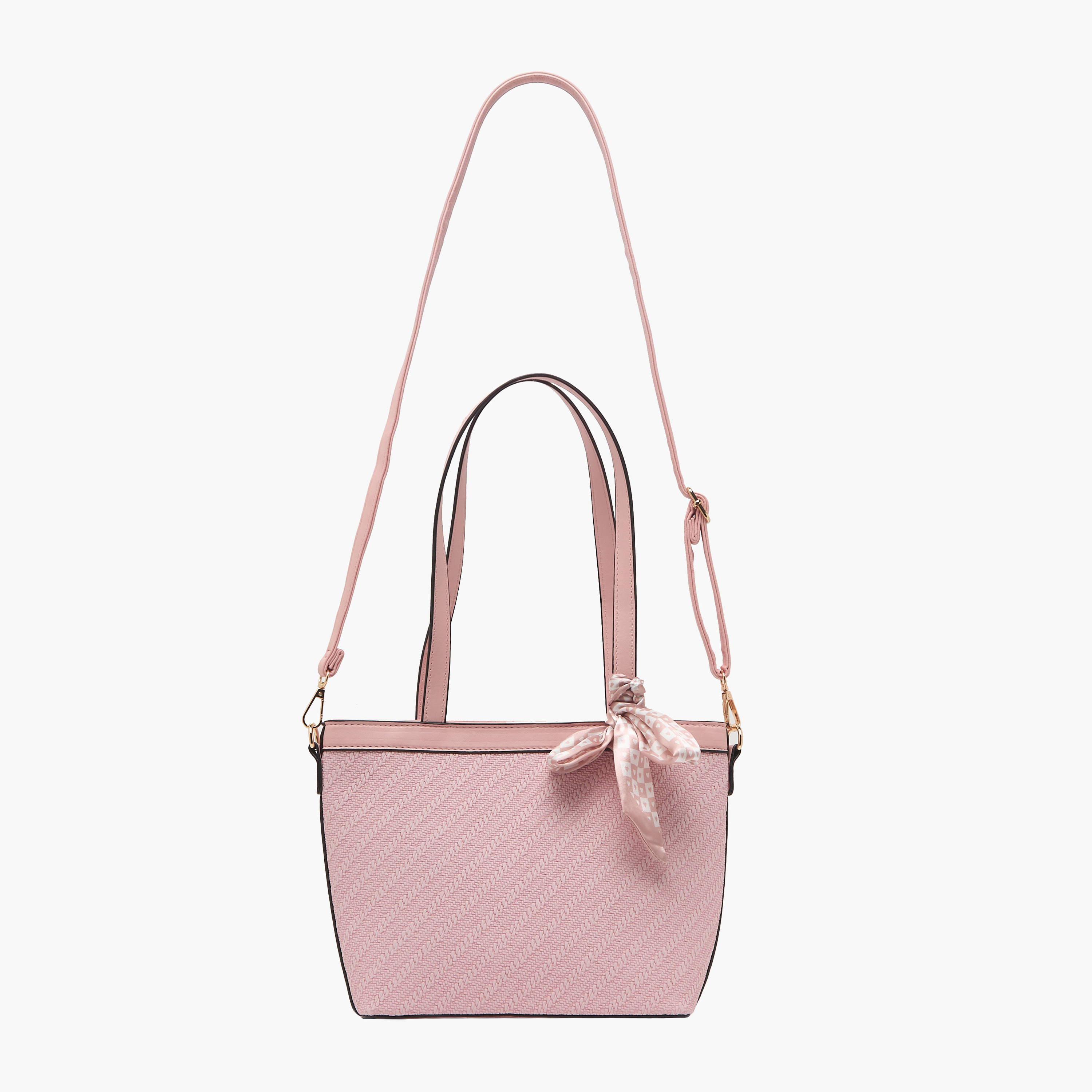 Sasha Textured Tote Bag with Scarf Accent-women-bagsandwallets-handbags-image-3