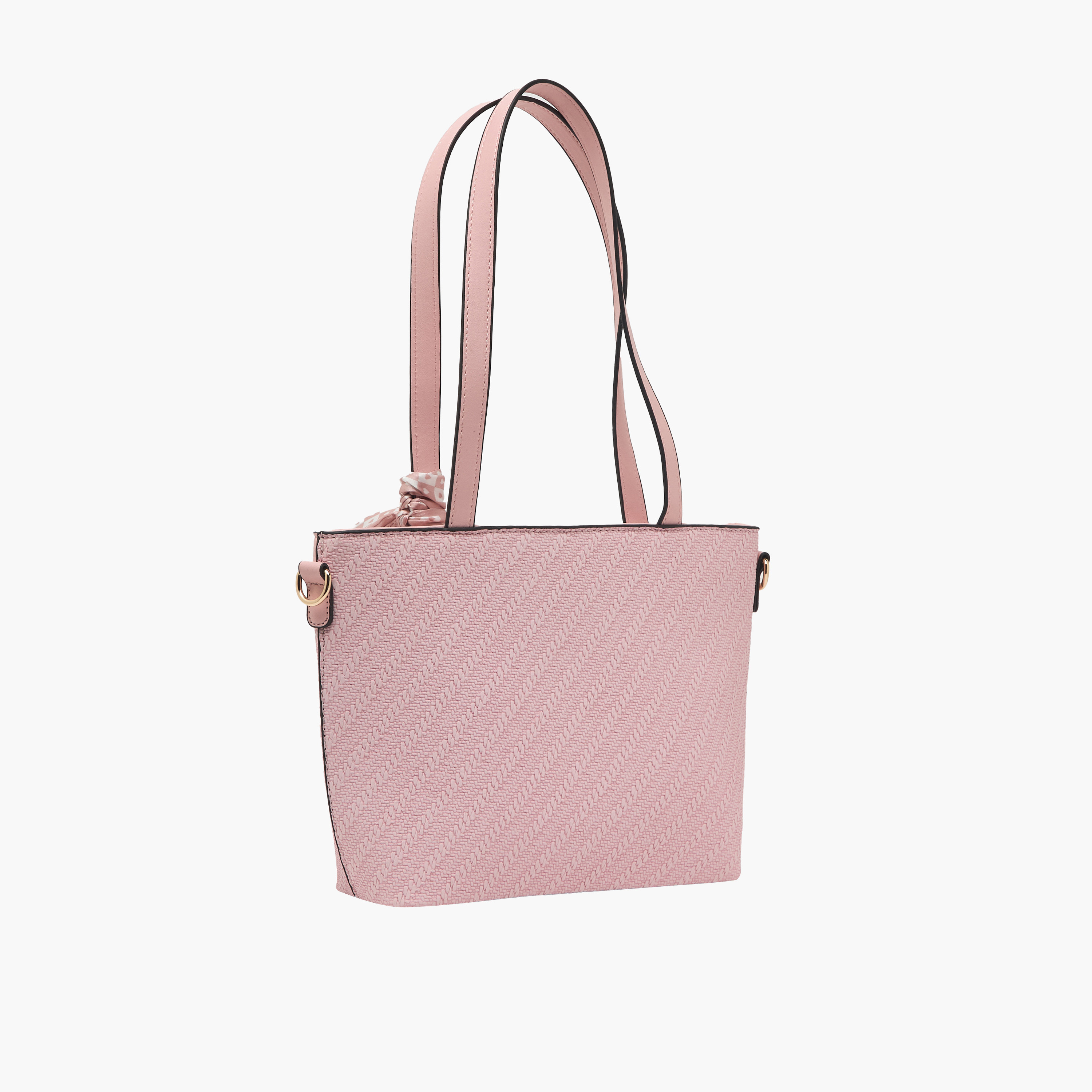 Sasha Textured Tote Bag with Scarf Accent-women-bagsandwallets-handbags-image-4