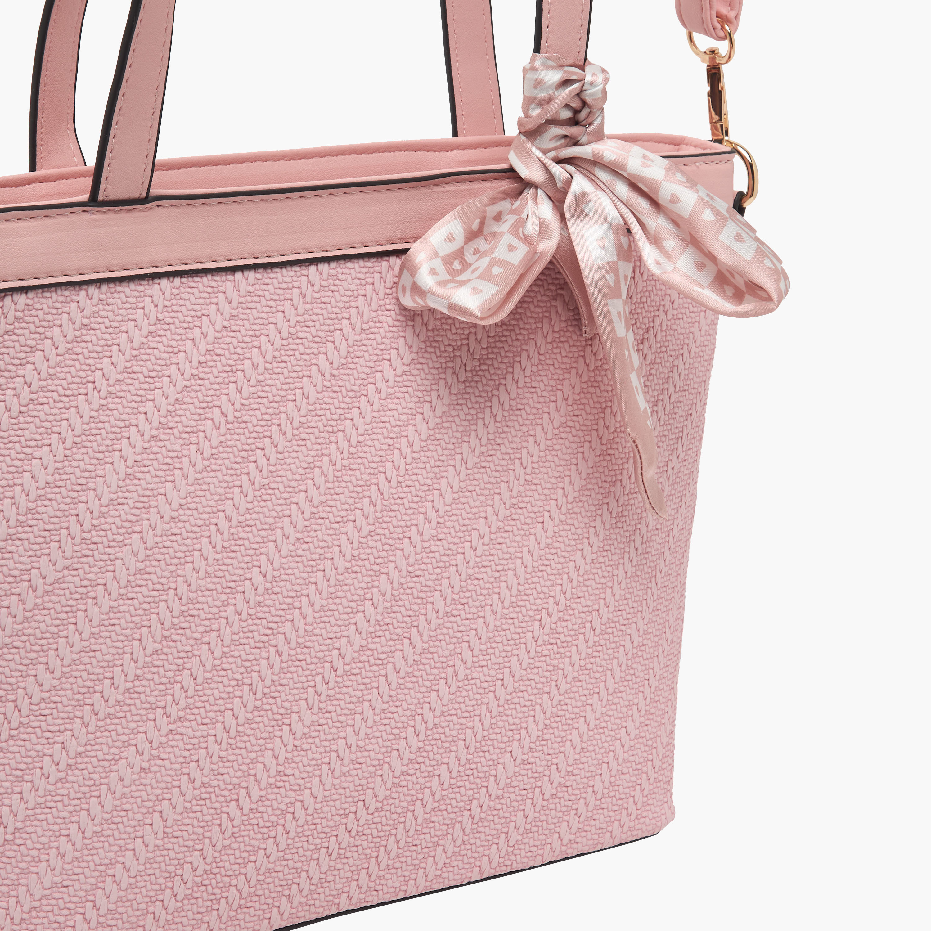 Sasha Textured Tote Bag with Scarf Accent-women-bagsandwallets-handbags-image-5