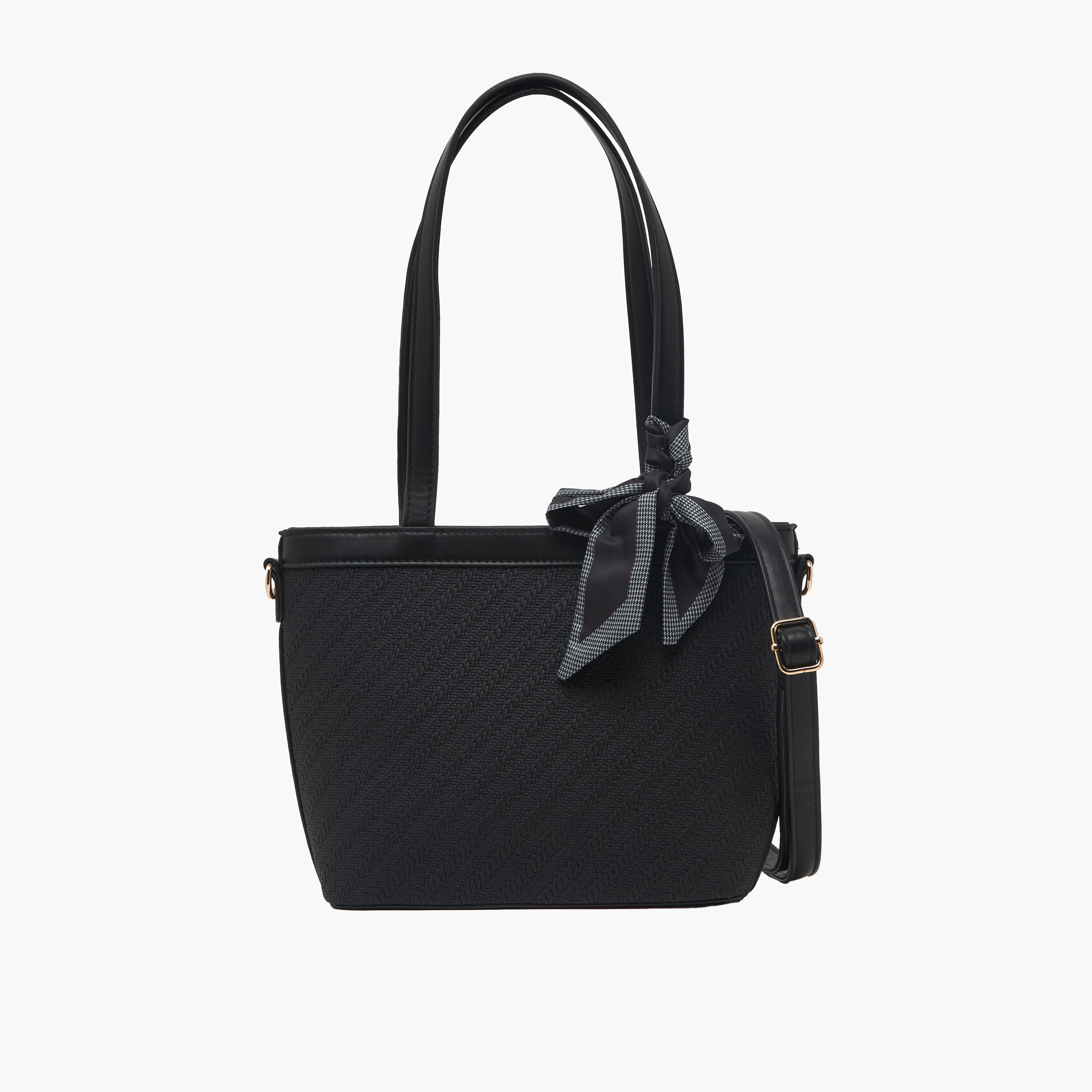 Sasha Textured Tote Bag with Scarf Accent-women-bagsandwallets-handbags-image-1