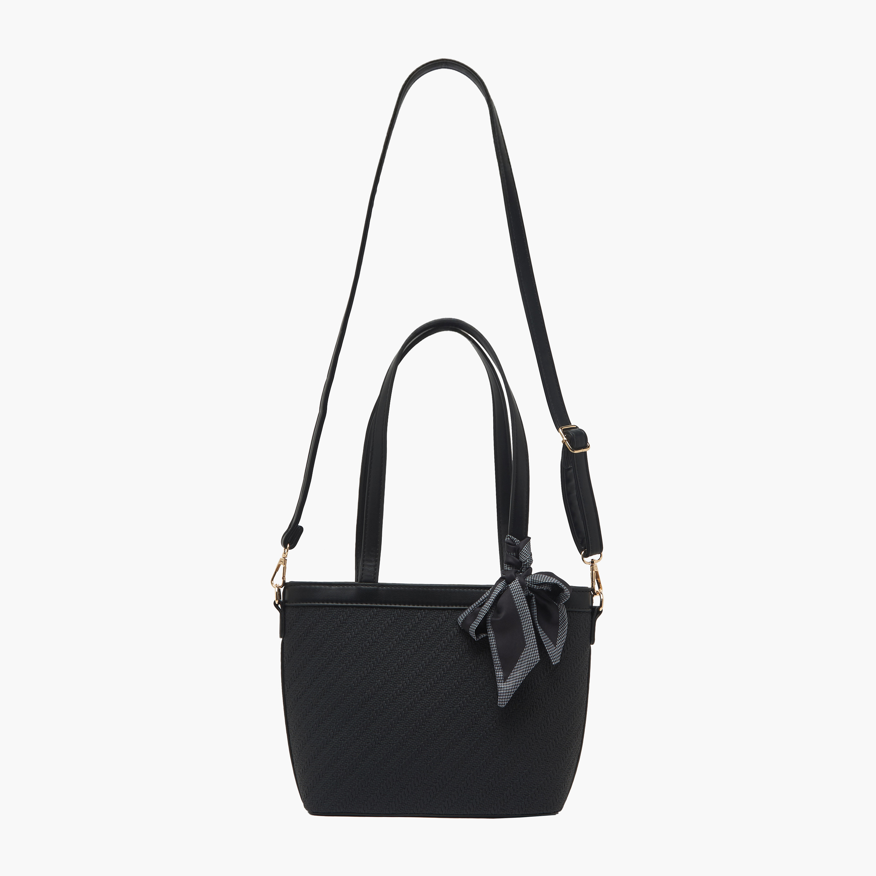 Sasha Textured Tote Bag with Scarf Accent-women-bagsandwallets-handbags-image-2