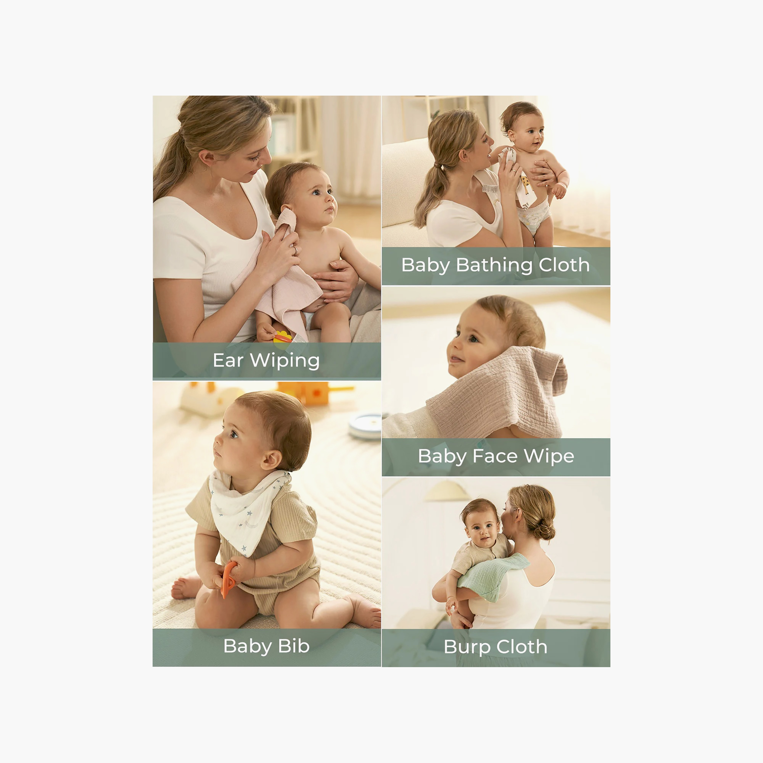 طقم مناشف غسيل قطنية للأطفال من مامكوزي - 5 قطع-baby-bathandcare-towels-image-8