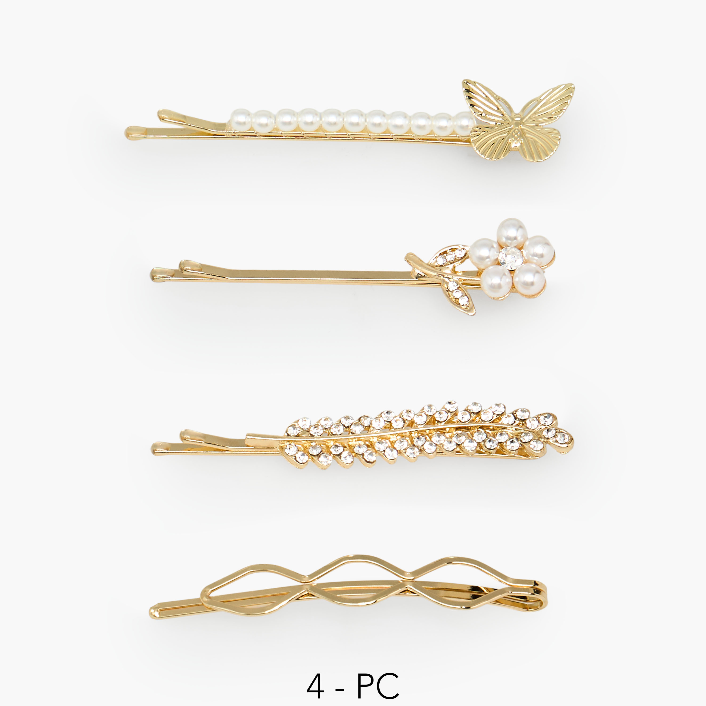 دبابيس شعر بتزيينات - عبوة من 4 قطع-women-hairaccessories-clips-image-1