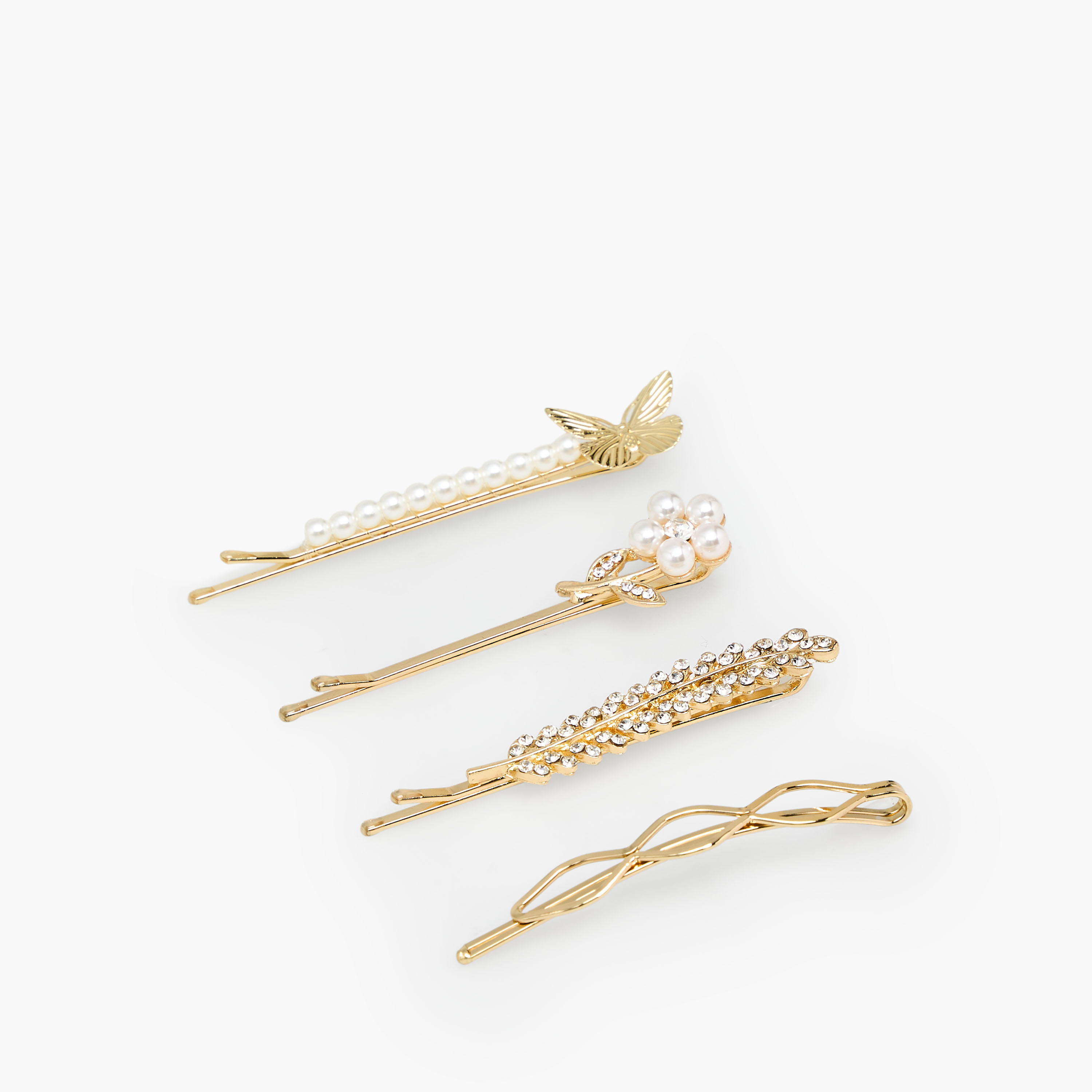 دبابيس شعر بتزيينات - عبوة من 4 قطع-women-hairaccessories-clips-image-2