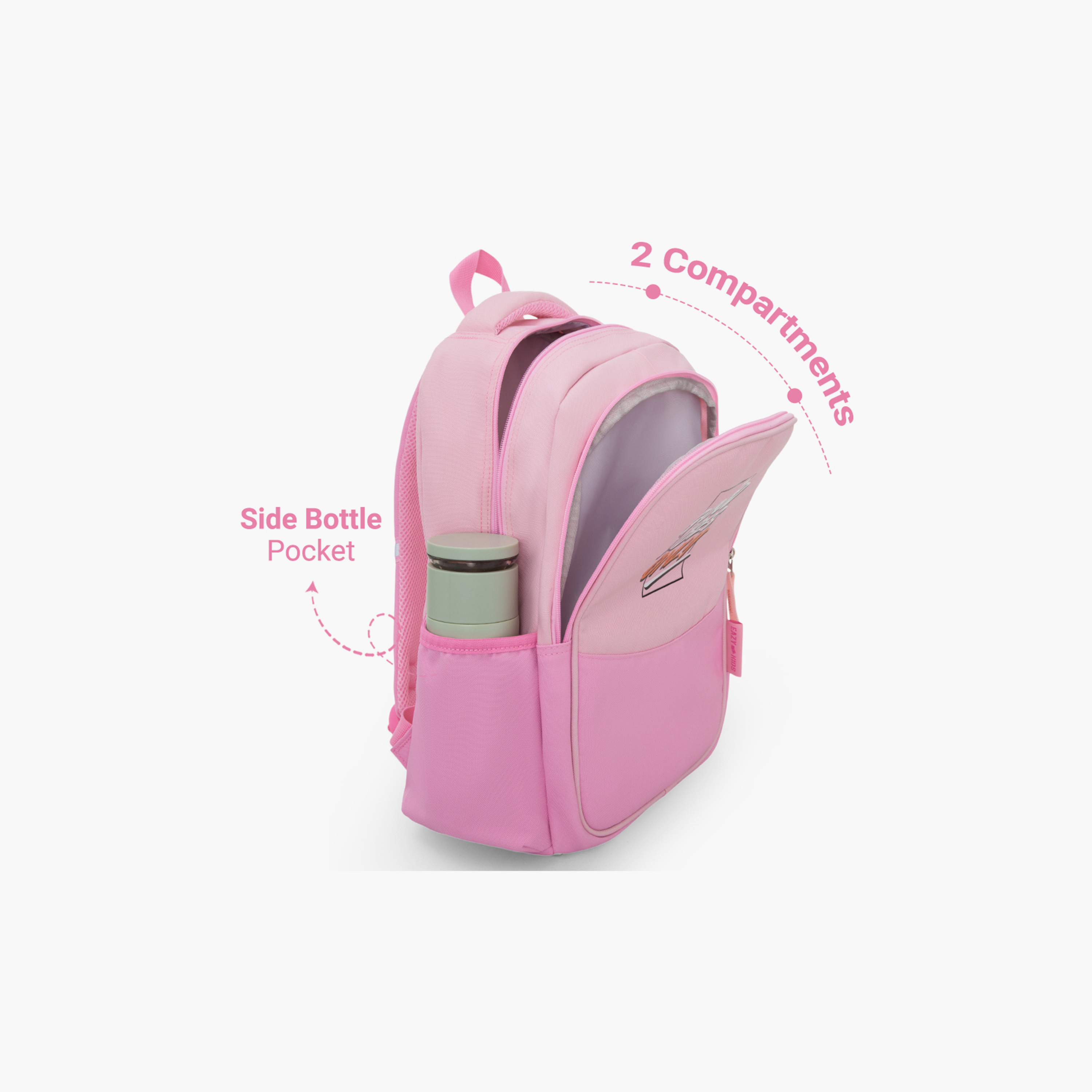 Eazy Kids Lightweight School Bag with Laptop Sleeve - Good Vibes - Pink - 15.3 Inch-school-bagsandbackpacks-backpacks-image-8
