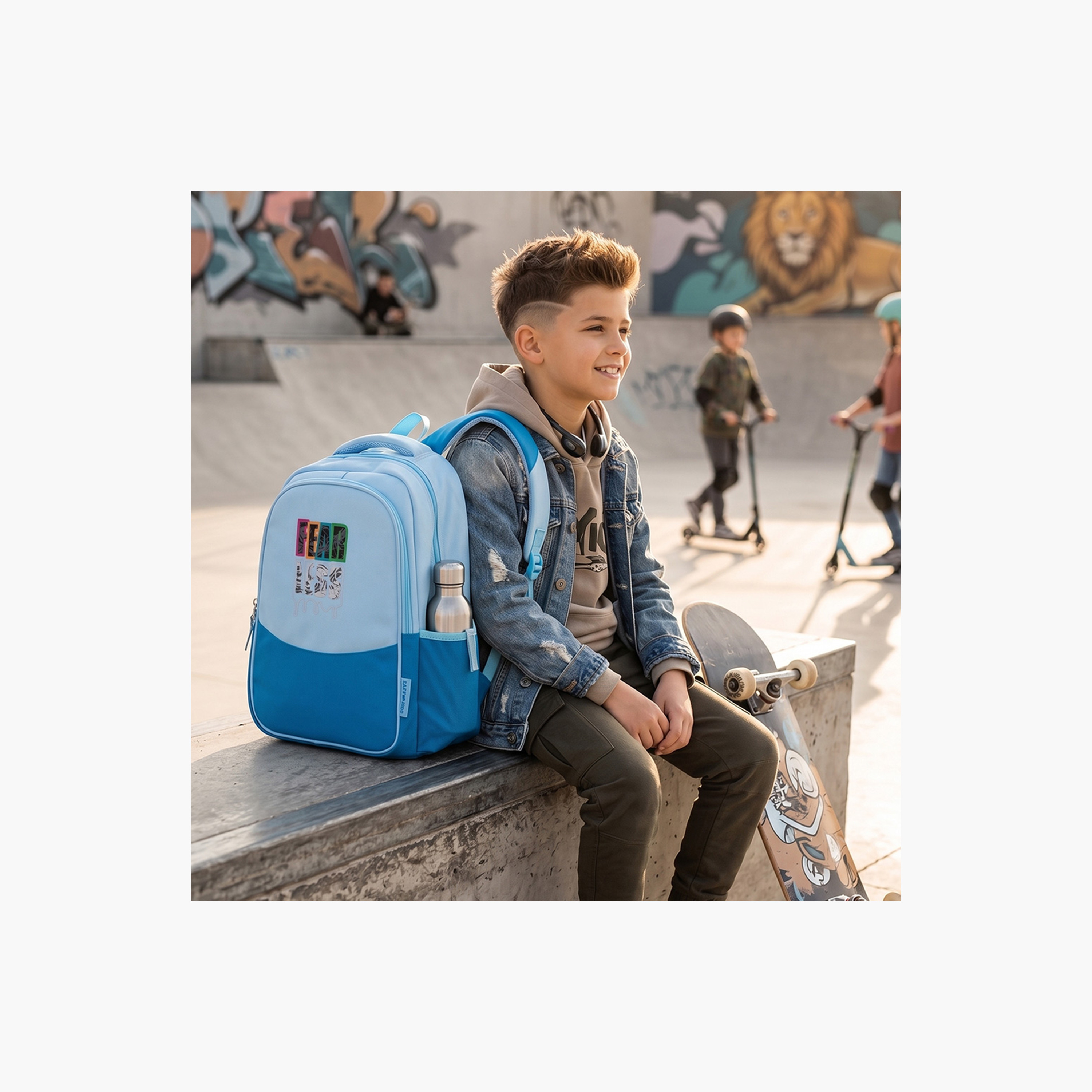 Eazy Kids Lightweight School Bag with Laptop Sleeve - Fearless - Blue - 15.3 Inch-school-bagsandbackpacks-backpacks-image-4