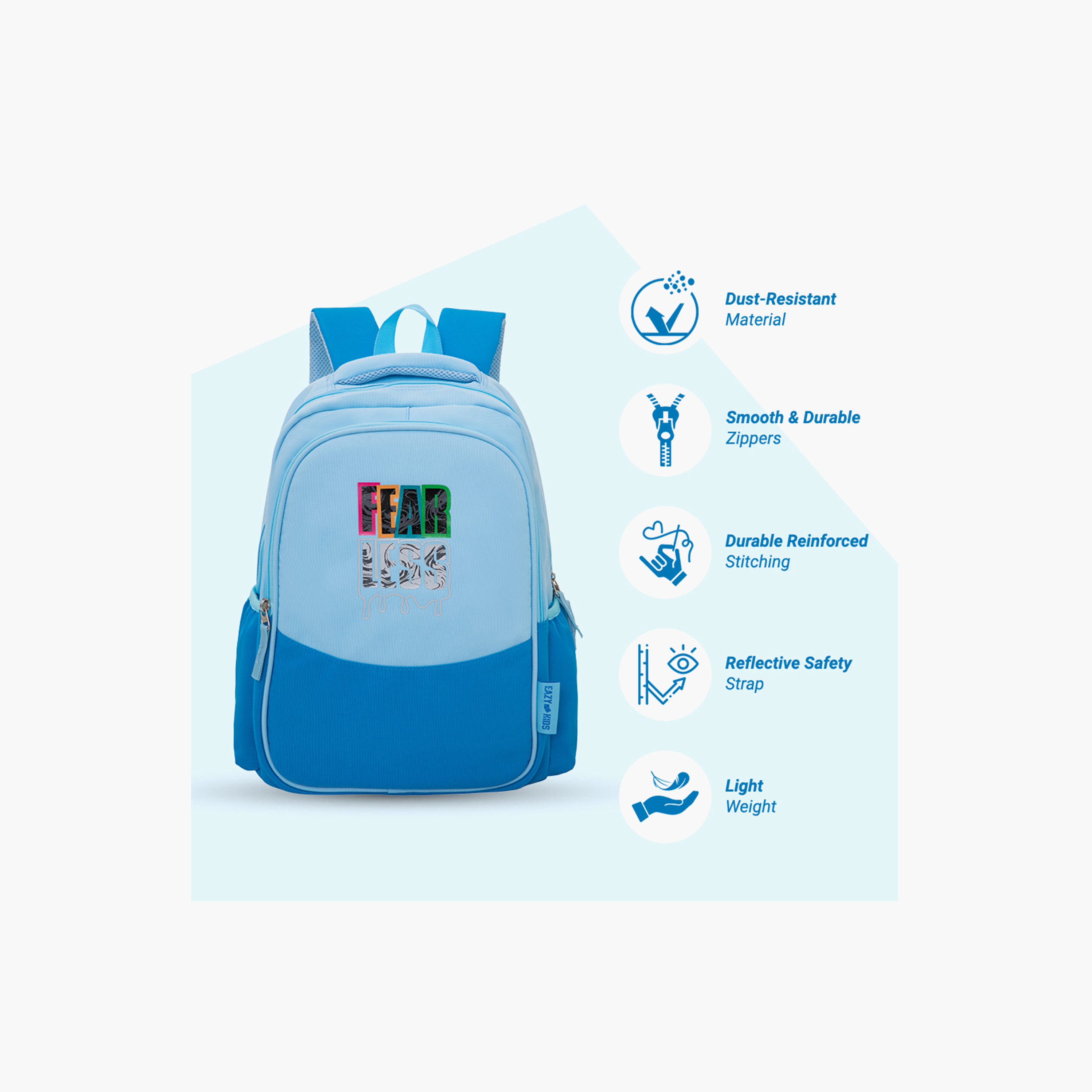 Eazy Kids Lightweight School Bag with Laptop Sleeve - Fearless - Blue - 15.3 Inch-school-bagsandbackpacks-backpacks-image-6
