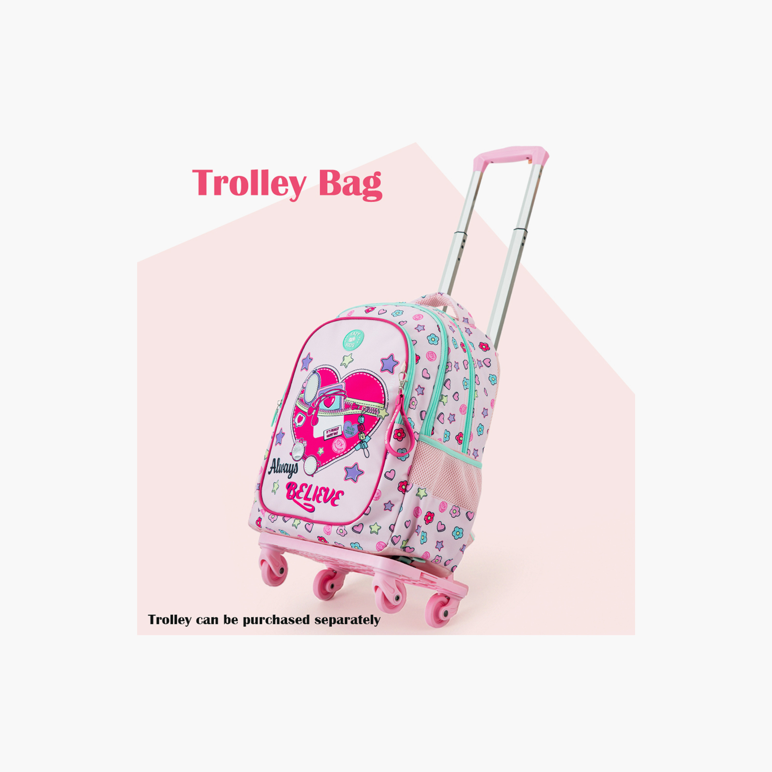 Eazy Kids 3-Piece School Bag Set with Laptop Compartment - Always Believe - Pink - 17 Inch-school-bagsandbackpacks-backpacks-image-4