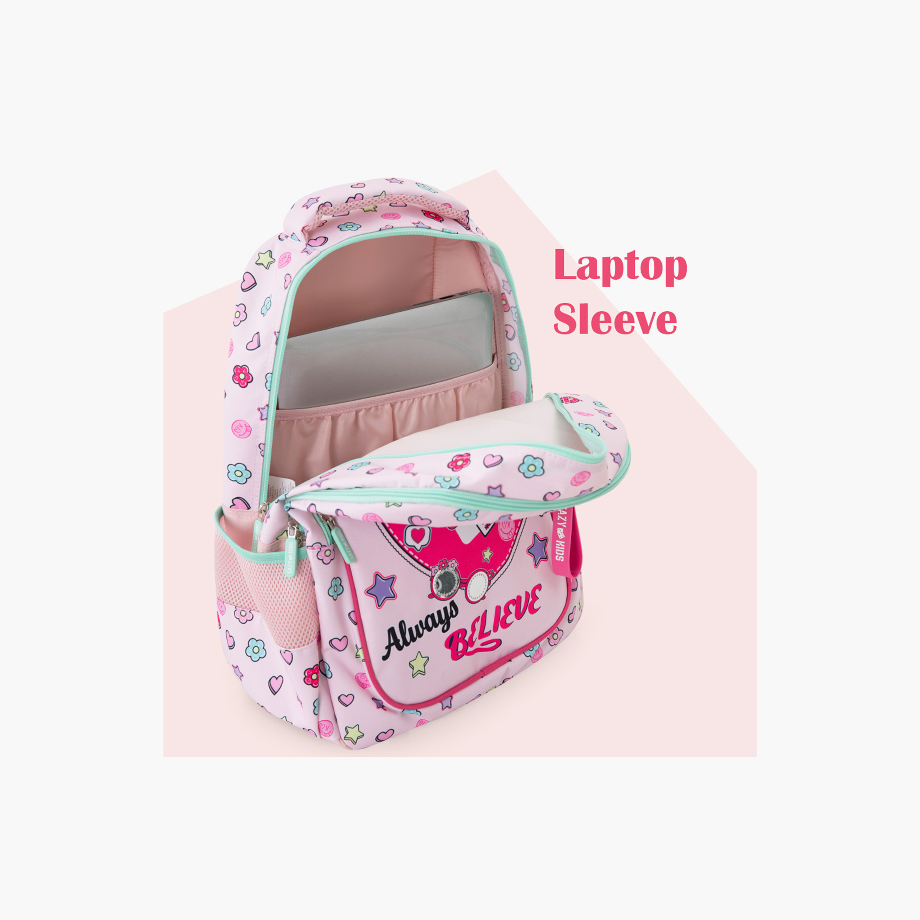 Eazy Kids 3-Piece School Bag Set with Laptop Compartment - Always Believe - Pink - 17 Inch-school-bagsandbackpacks-backpacks-image-9