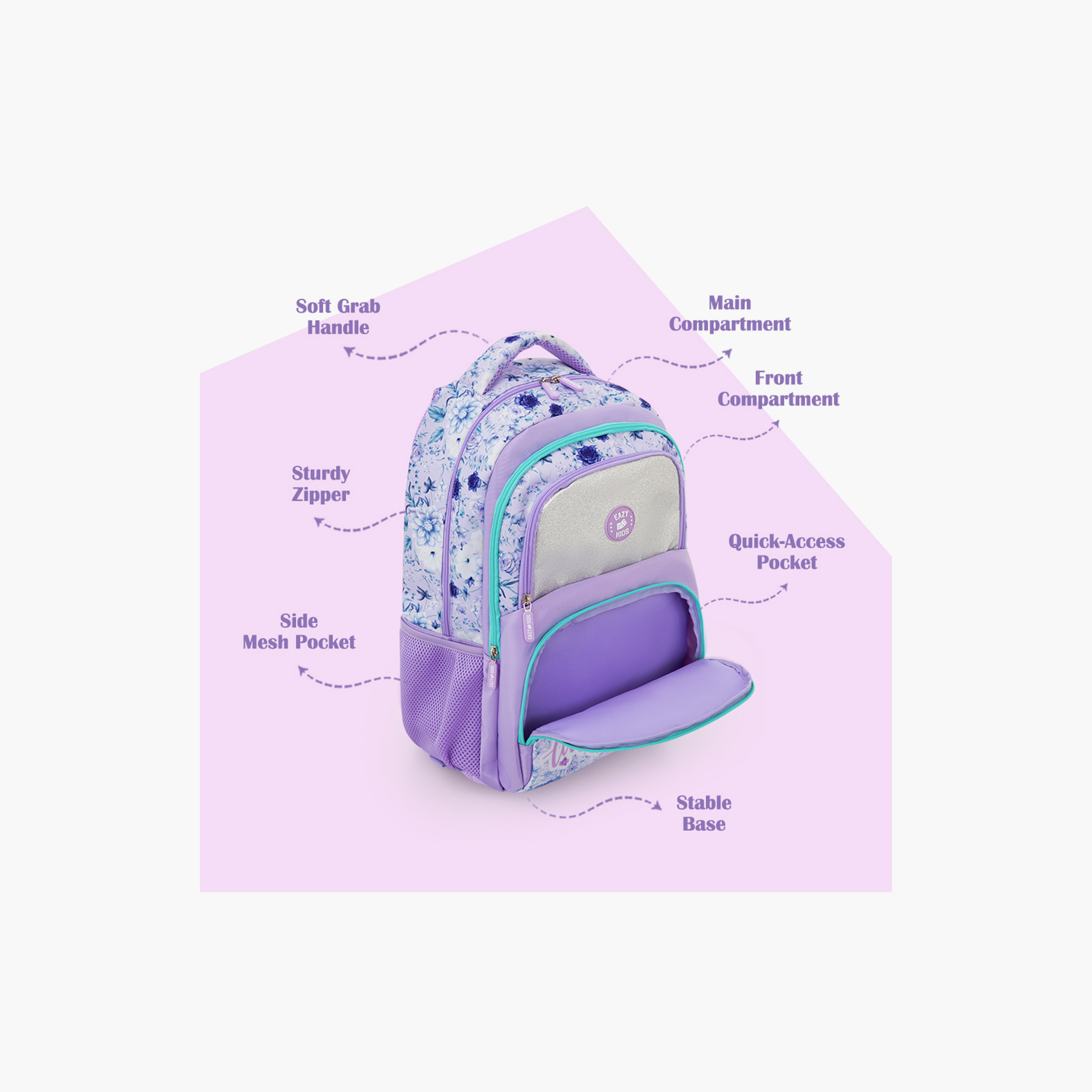 Eazy Kids 3-Piece School Bag Set with Laptop Compartment - Purple - 18 Inch-school-bagsandbackpacks-backpacks-image-10