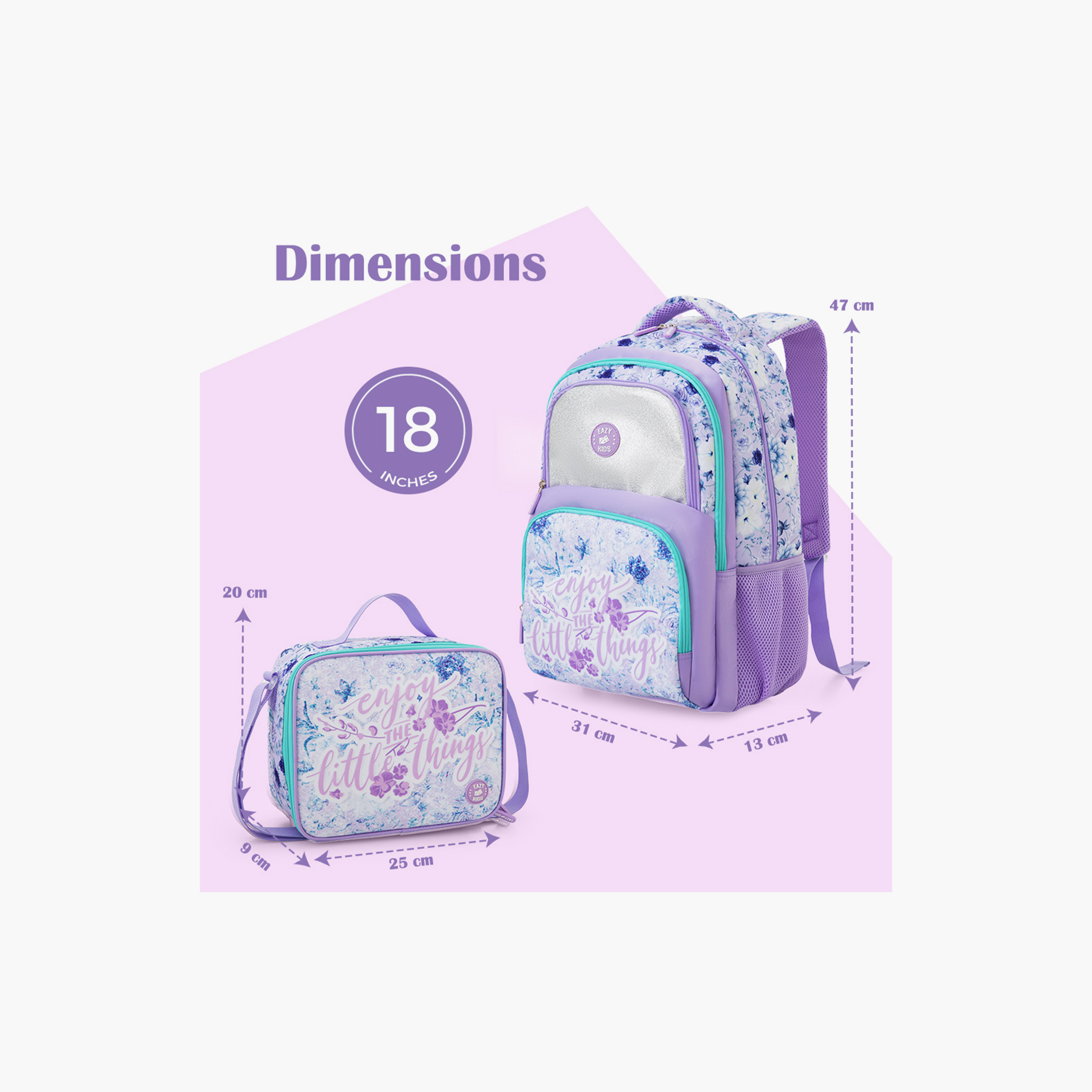 Eazy Kids 3-Piece School Bag Set with Laptop Compartment - Purple - 18 Inch-school-bagsandbackpacks-backpacks-image-7