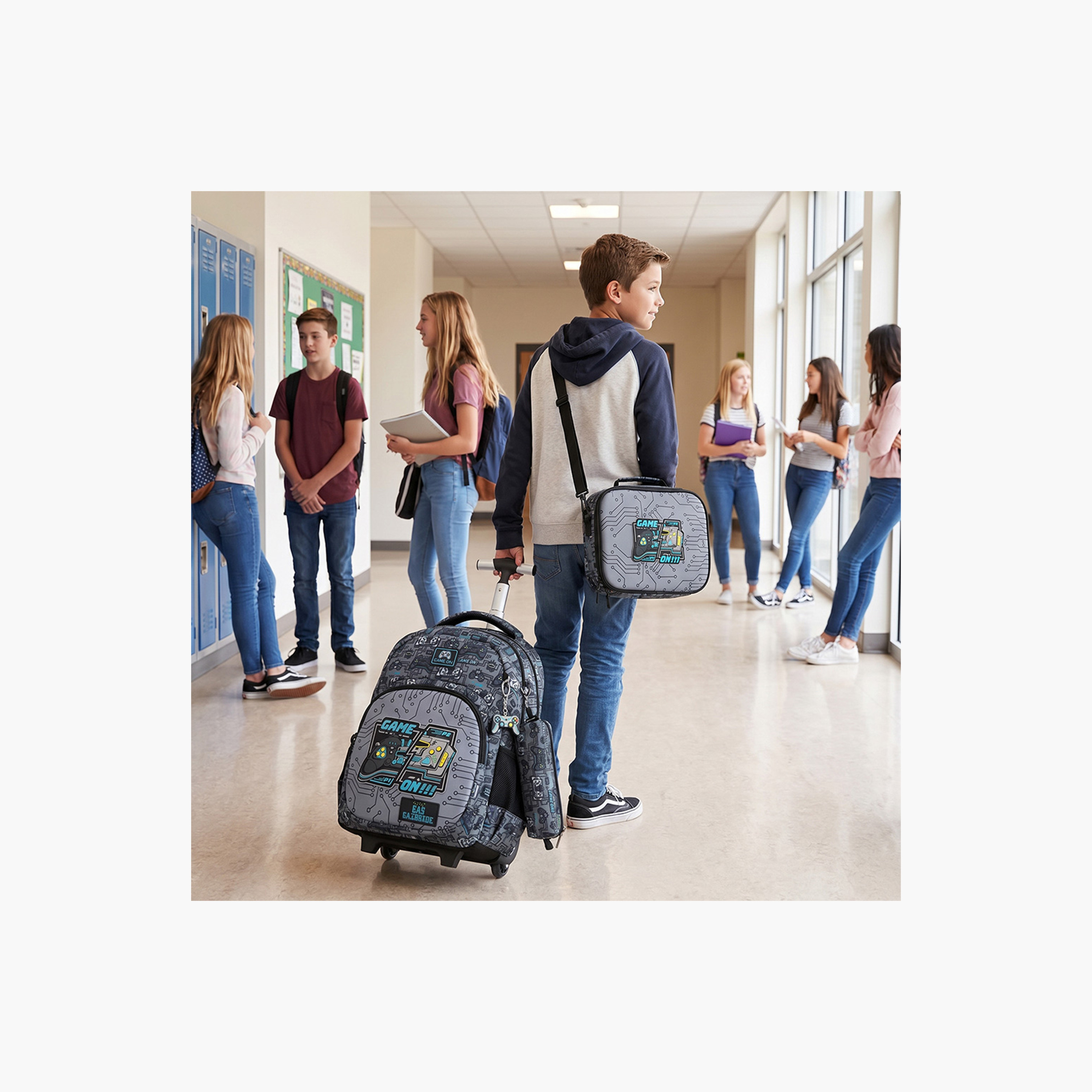 Eazy Kids 3-Piece Trolley School Bag with Lunch Bag & Pencil Case - Gamer - Grey - 17 Inch-school-bagsandbackpacks-backpacks-image-10