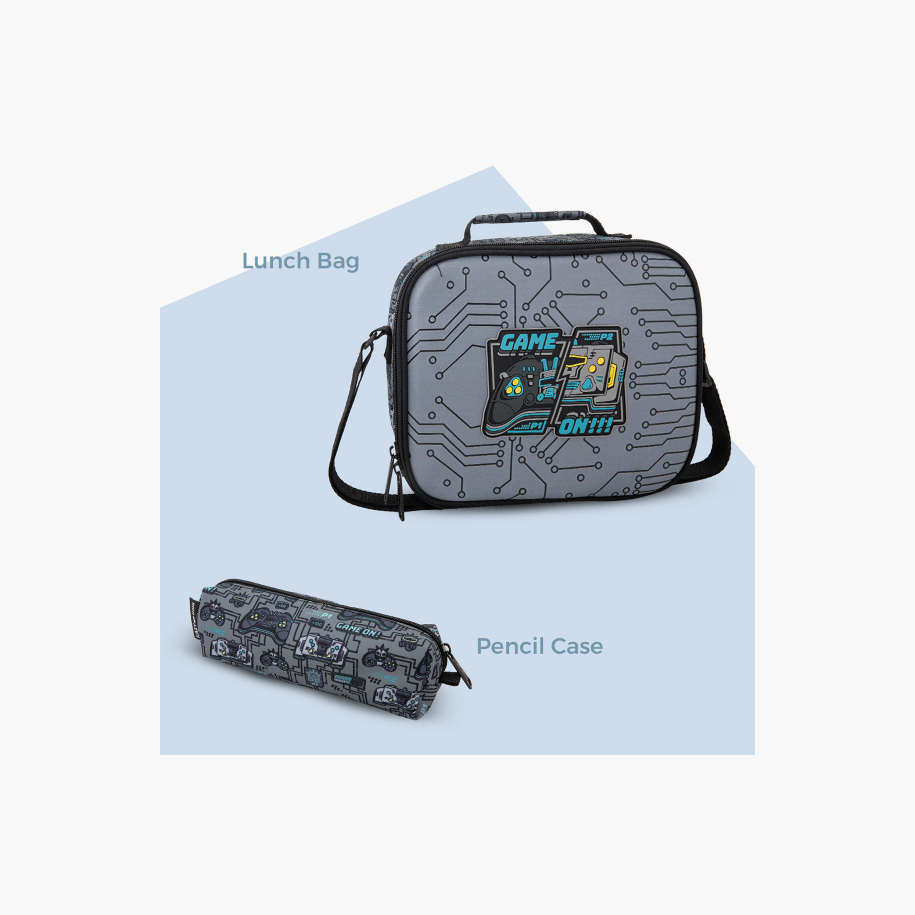 Eazy Kids 3-Piece Trolley School Bag with Lunch Bag & Pencil Case - Gamer - Grey - 17 Inch-school-bagsandbackpacks-backpacks-image-2