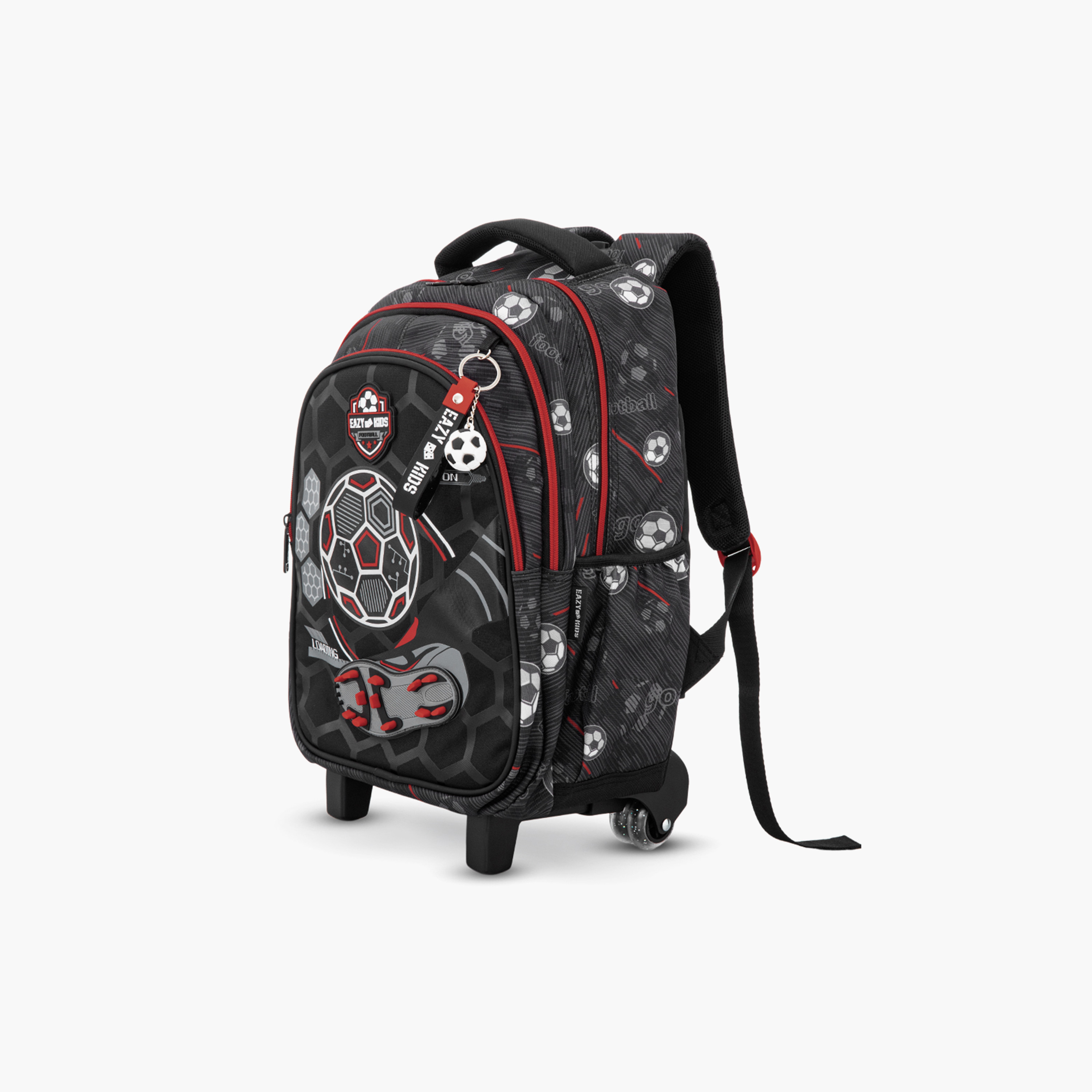 Eazy Kids 3-Piece Trolley School Bag with Lunch Bag & Pencil Case - Football - Black - 17 Inch-school-bagsandbackpacks-backpacks-image-15