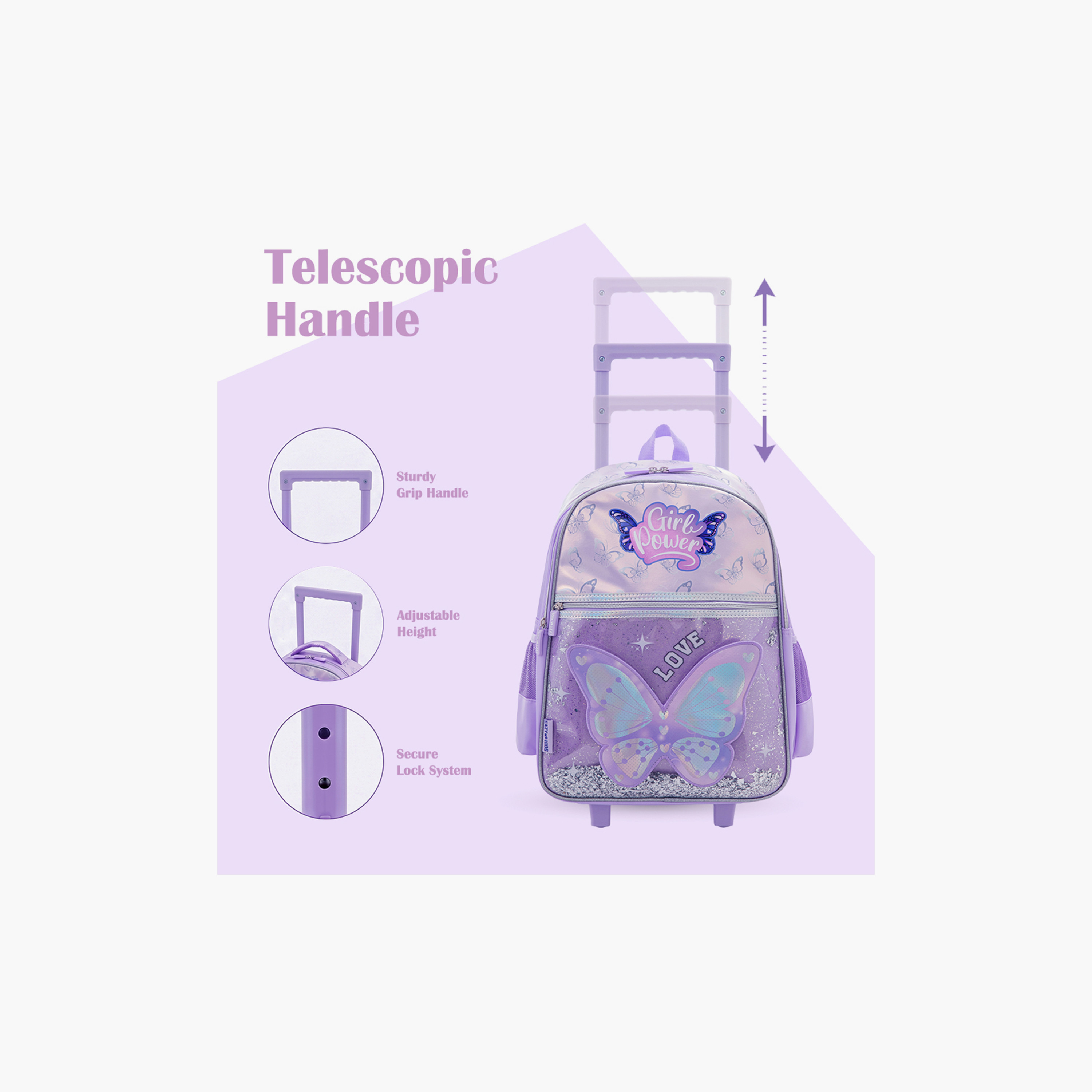 Eazy Kids 3-Piece Trolley School Bag Set with Laptop Compartment - Girl Power Purple - 16-Inch-school-bagsandbackpacks-backpacks-image-13